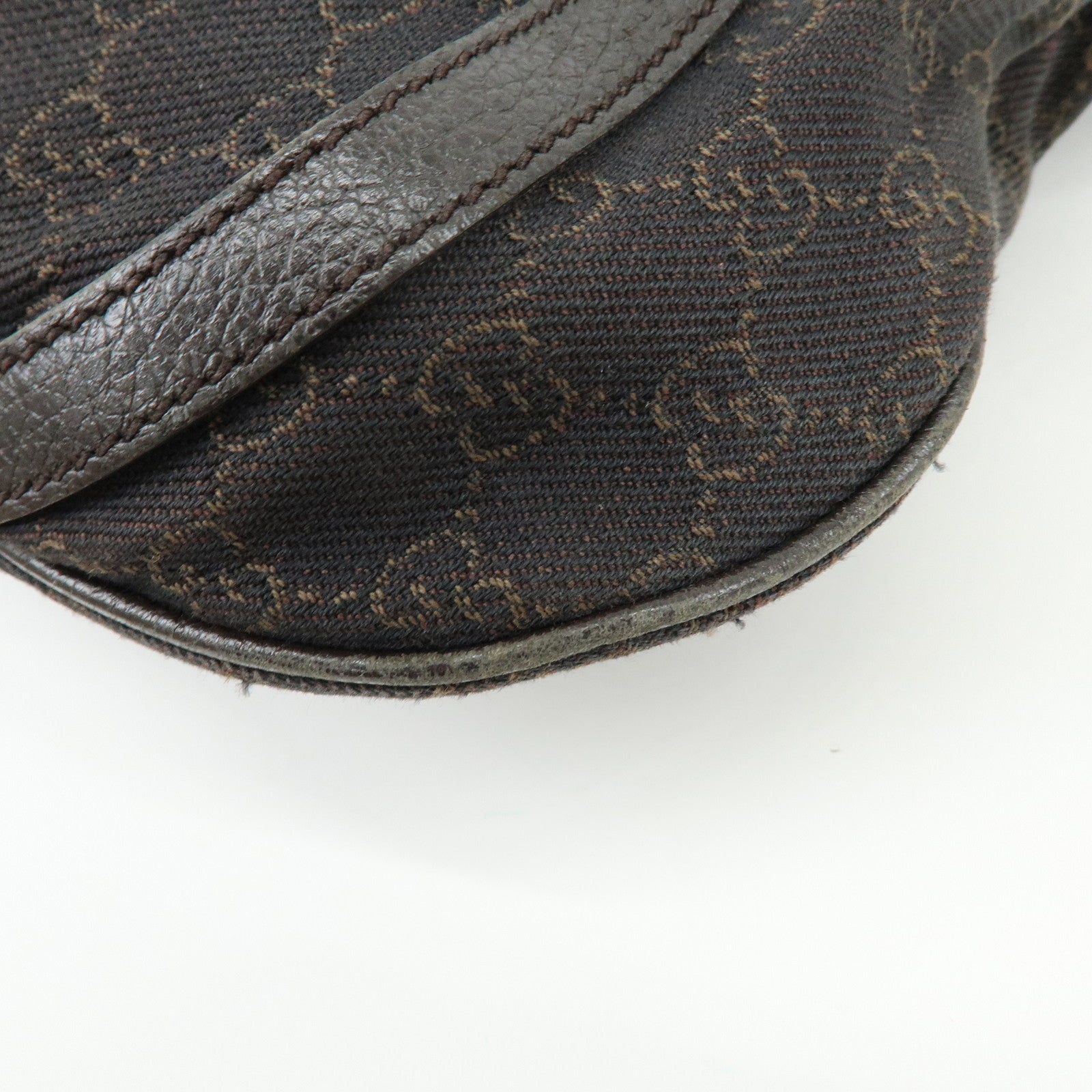 GUCCI Abbey GG Canvas Leather Shoulder Crossbody Bag Brown 265691