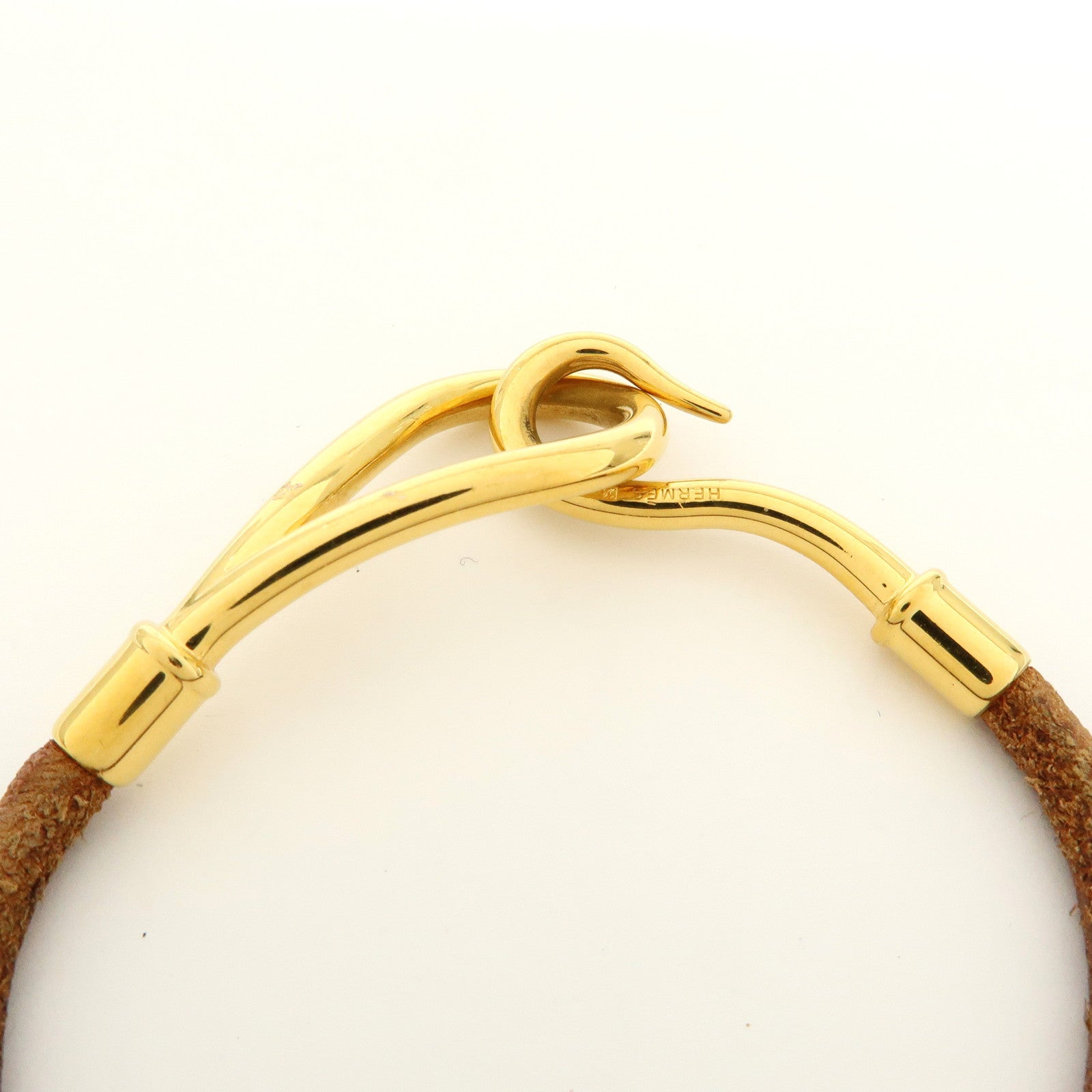 HERMES Leather Jumbo Choker Bracelet Brown