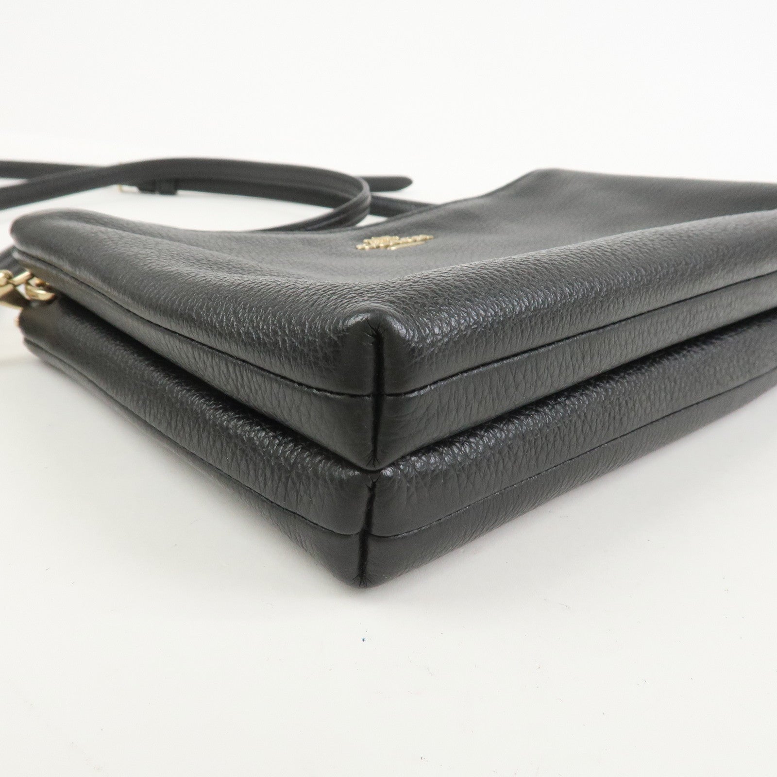 COACH Logo Leather Shoulder Bag Crossbody Bag Black