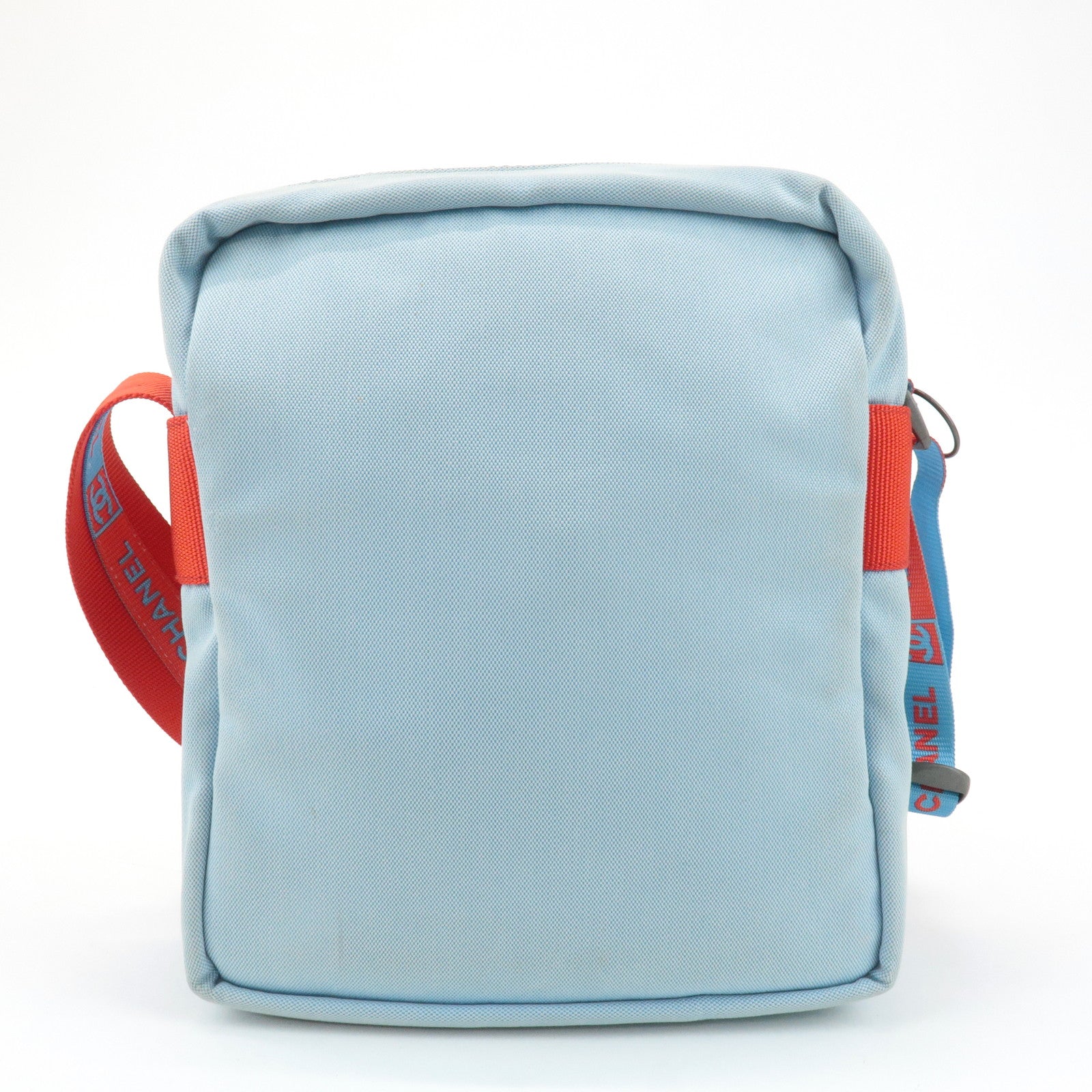 CHANEL Sportsline COCO Mark Nylon Canvas Shoulder Bag Red Blue Used