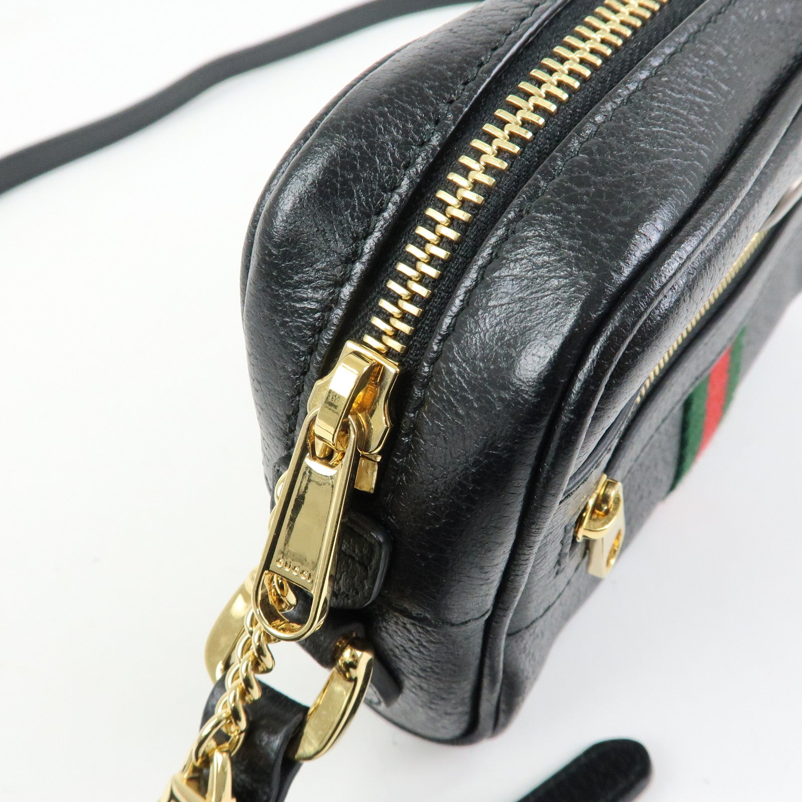 GUCCI Ophidia Sherry Leather Shoulder Crossbody Bag Black 517350