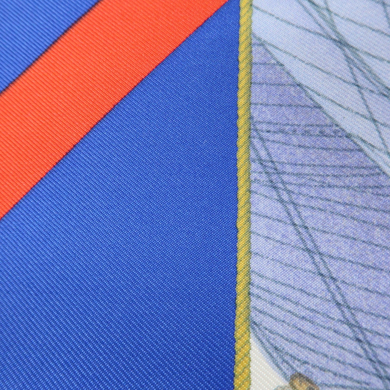 HERMES Carre 90 Silk 100% Scarf RAFALES Ship Print Blue Red