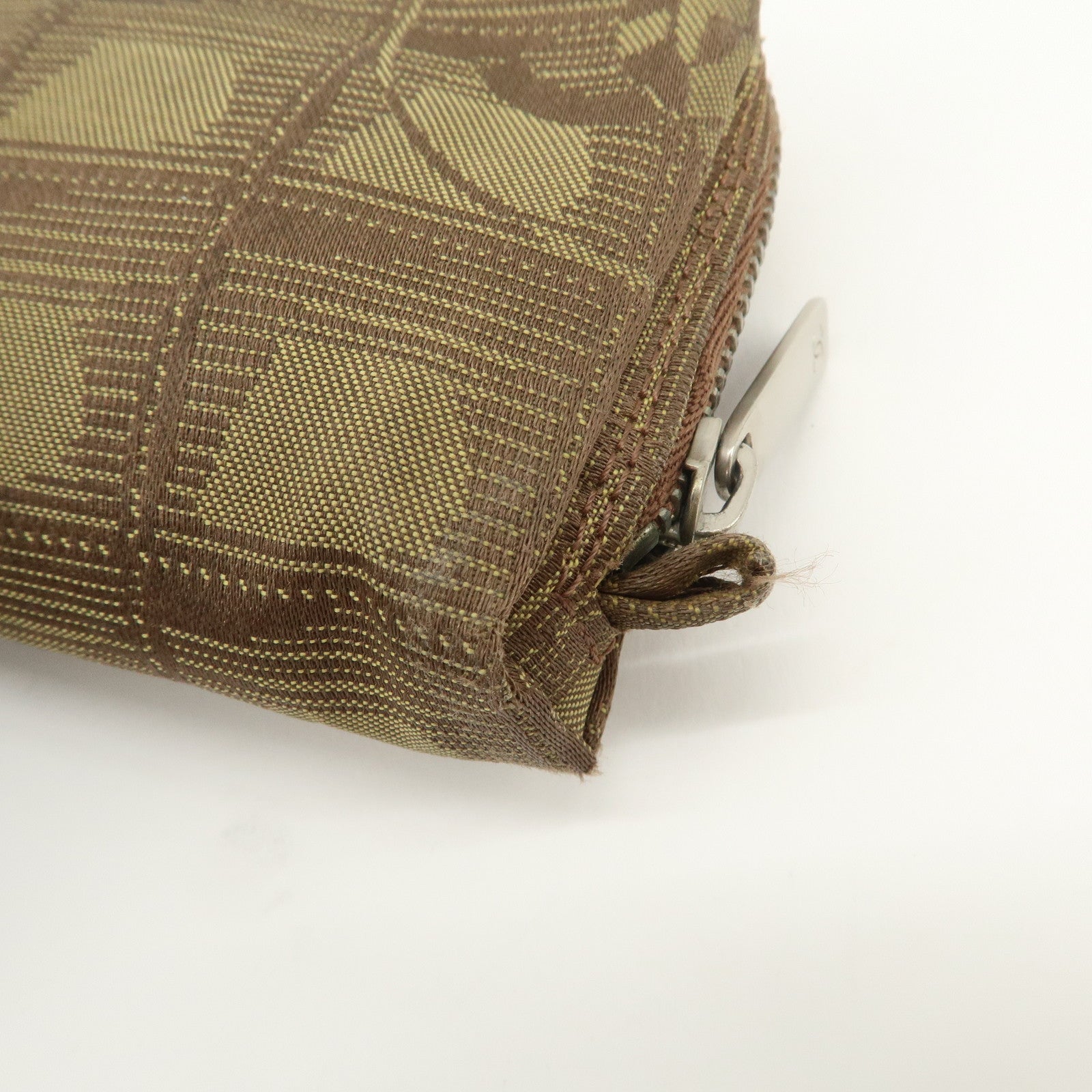 CHANEL New Travel Line Nylon Jacquard Cosmetic Pouch Khaki