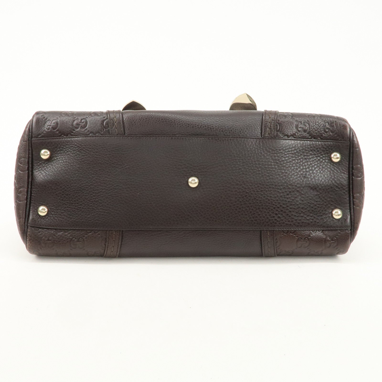 GUCCI Guccissima Leather Mini Boston Bag Hand Bag Dark Brown 181508 Used