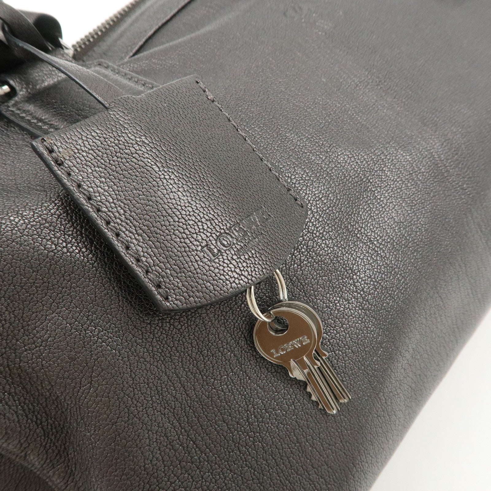 LOEWE Anagram Leather 2WAY Bag Shoulder Bag Hand Bag Metallic Gray