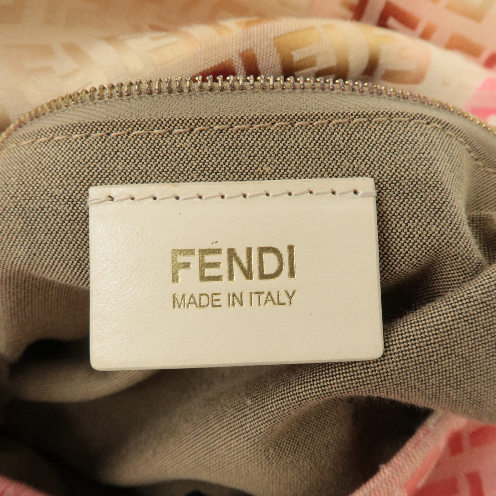 FENDI Mamma Baguette Zucchino Leather Canvas Shoulder Bag 8BR001 Used