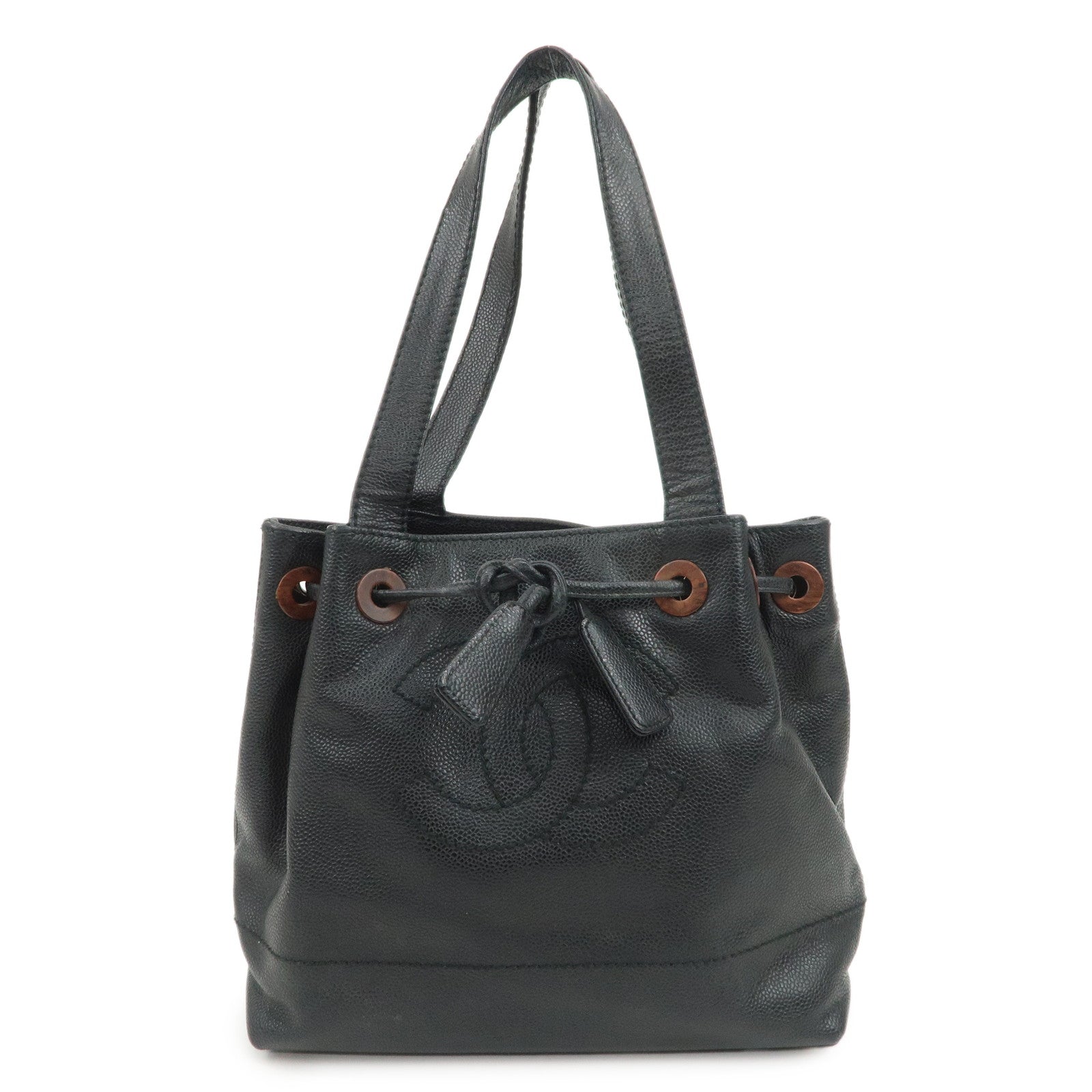 CHANEL COCO Mark Caviarskin Shoulder Bag Tote Bag Black