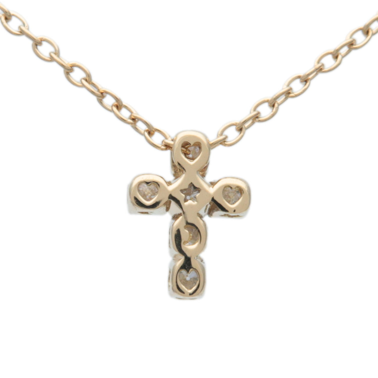 Ponte Vecchio Cross 6P Diamond Necklace Diamond 0.12ct K18YG 750YG