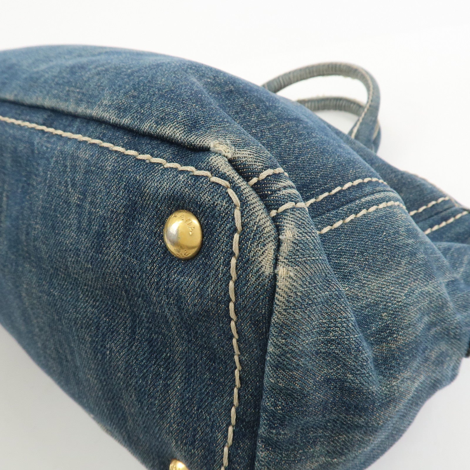 PRADA Denim 2Way Bag Hand Bag Shoulder Bag Tote Bag Blue BN2070