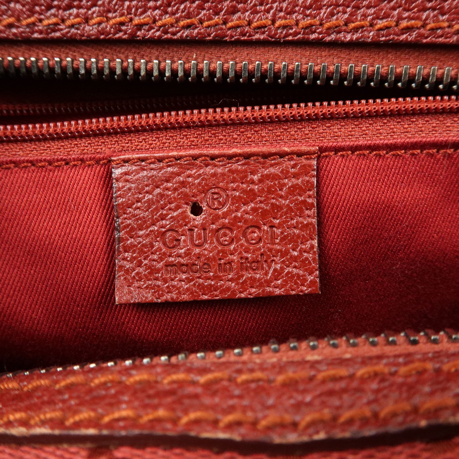 GUCCI GG Canvas Leather Hand Bag Tote Bag Red 113009