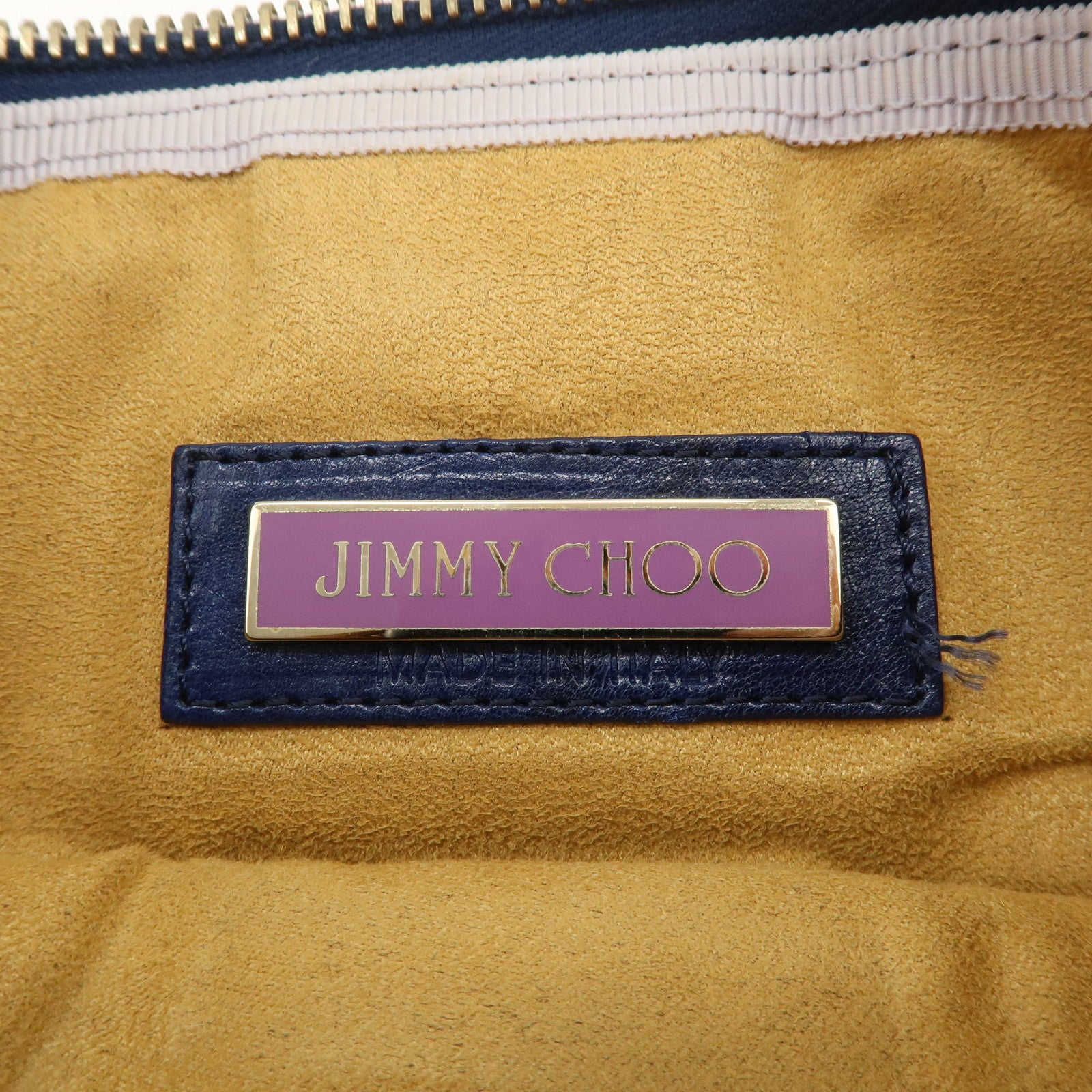 JIMMY CHOO Unborn Calf Clutch Bag Wristlet Pouch Zebra Navy