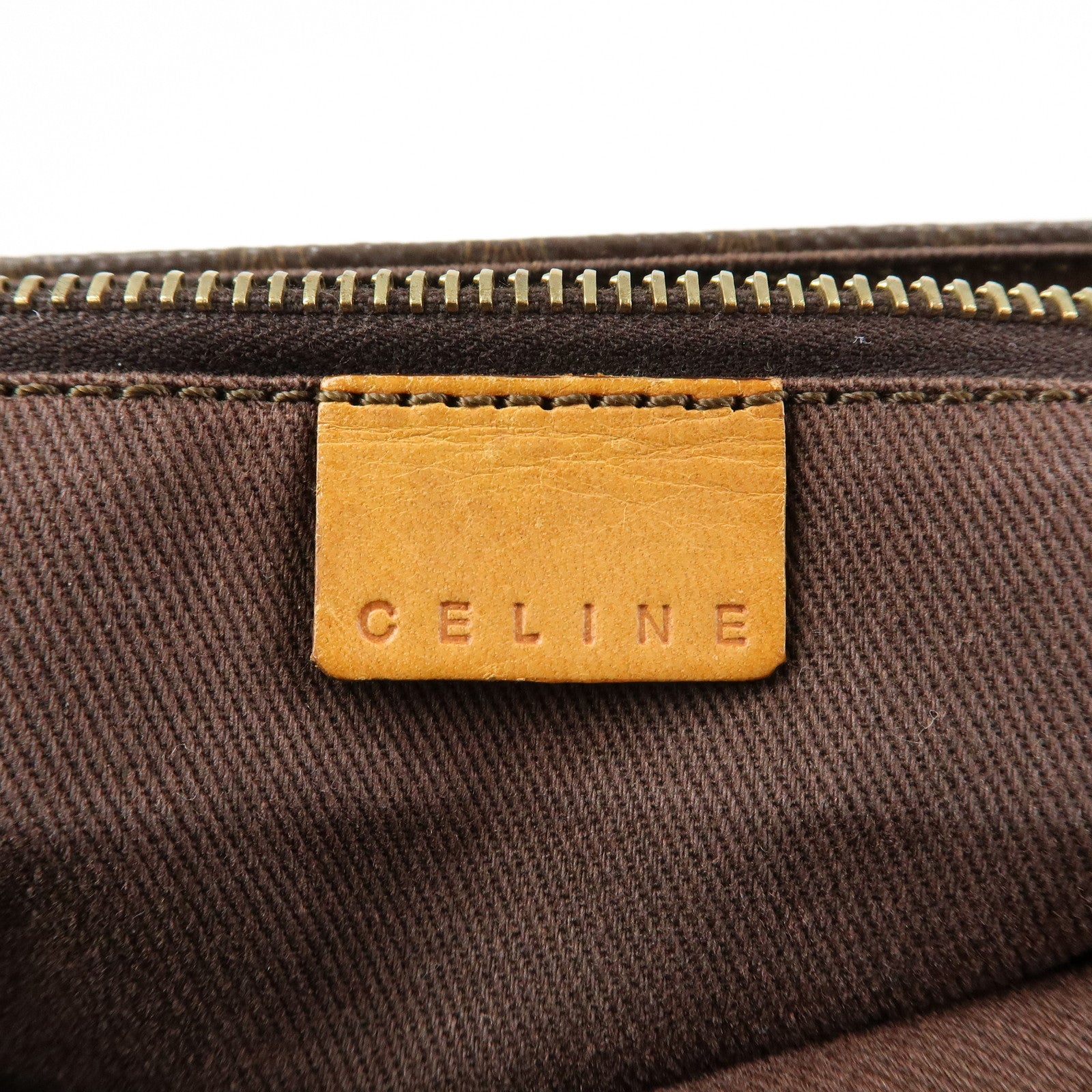 CELINE Macadam PVC Leather Tote Bag Hand Bag Shoulder Bag Brown