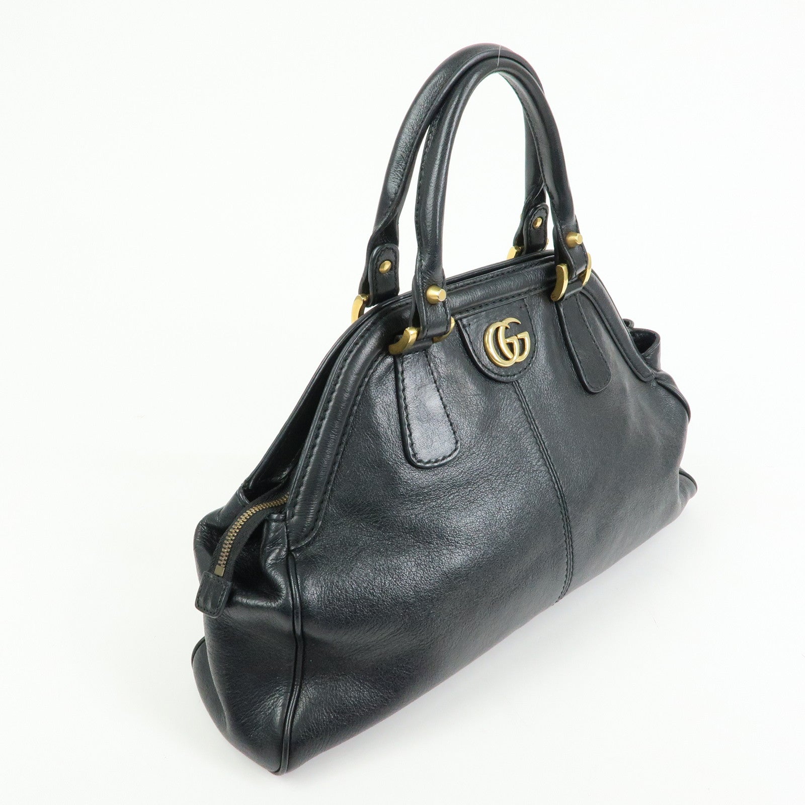 GUCCI GG Marmont Tiger Head Leather 2Way Bag Hand Bag Black 516459