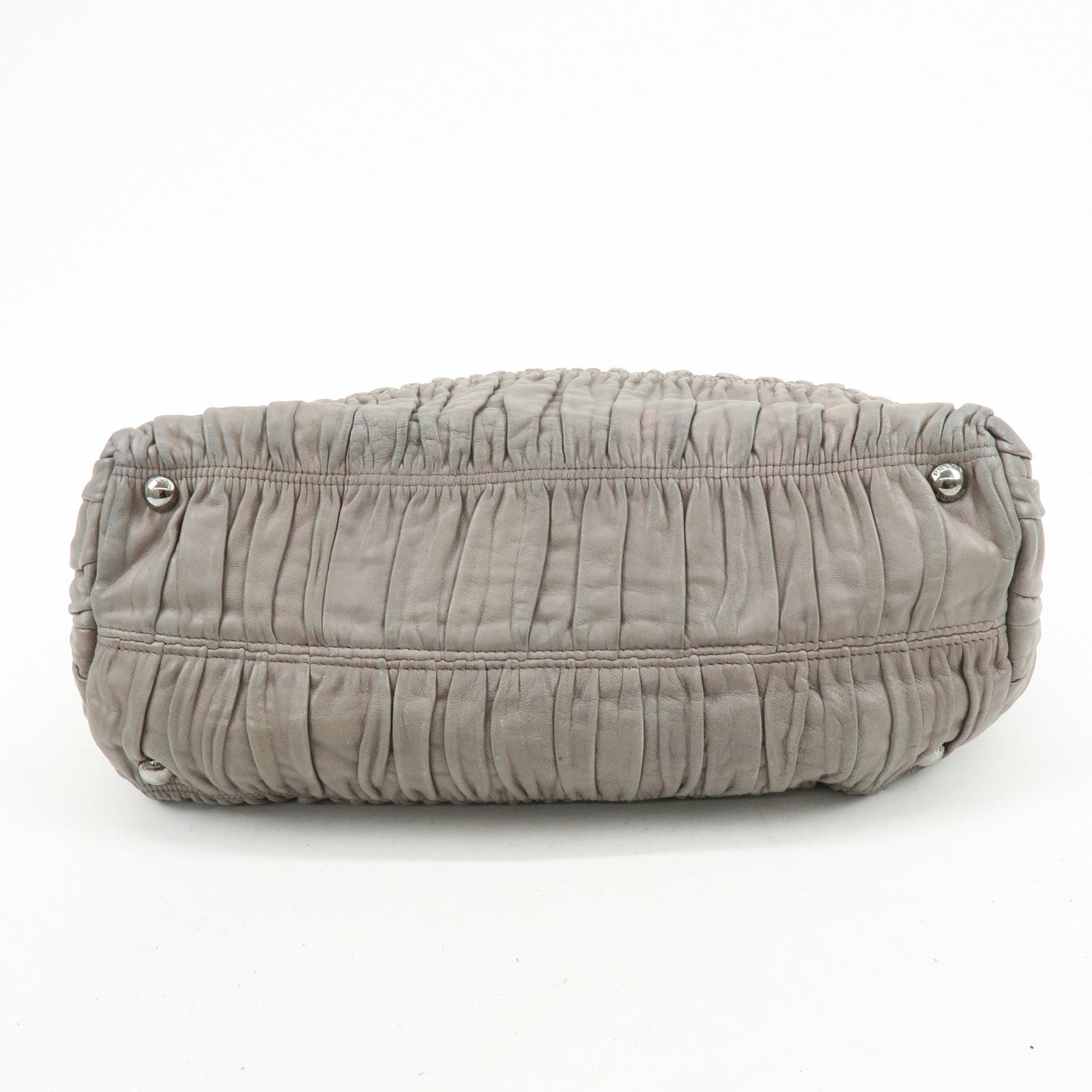 PRADA Logo Leather 2Way Bag Hand Bag Shoulder Bag Gray