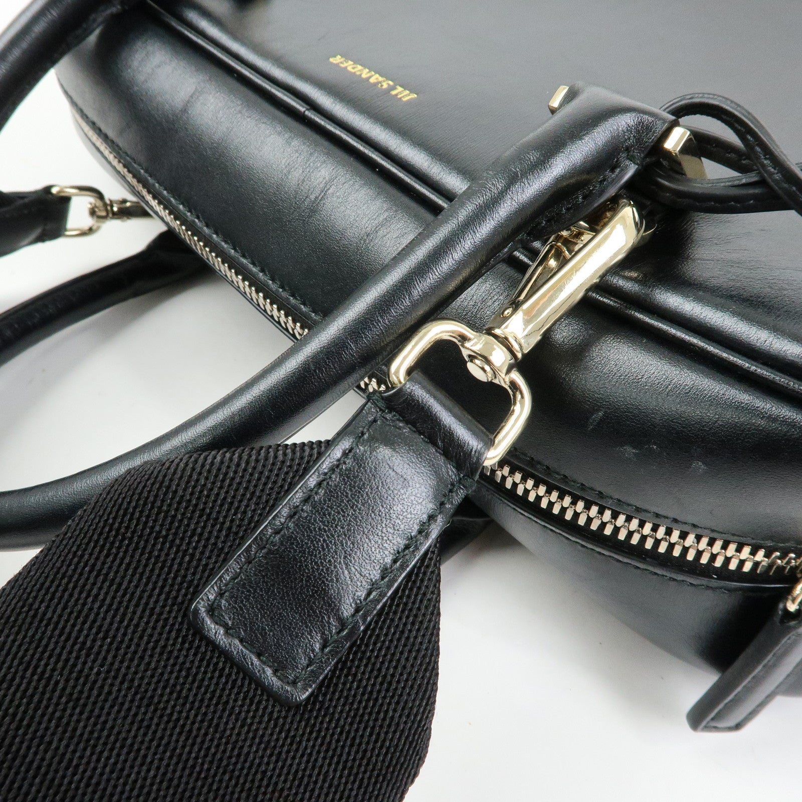 JIL SANDER Leather 2Way Bag Hand Bag Shoulder Bag Pouch Black