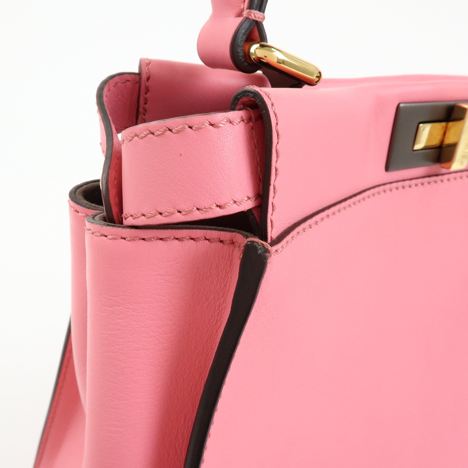 FENDI Peekaboo Leather 2Way Bag Hand Bag Shoulder Bag Pink 8BN290