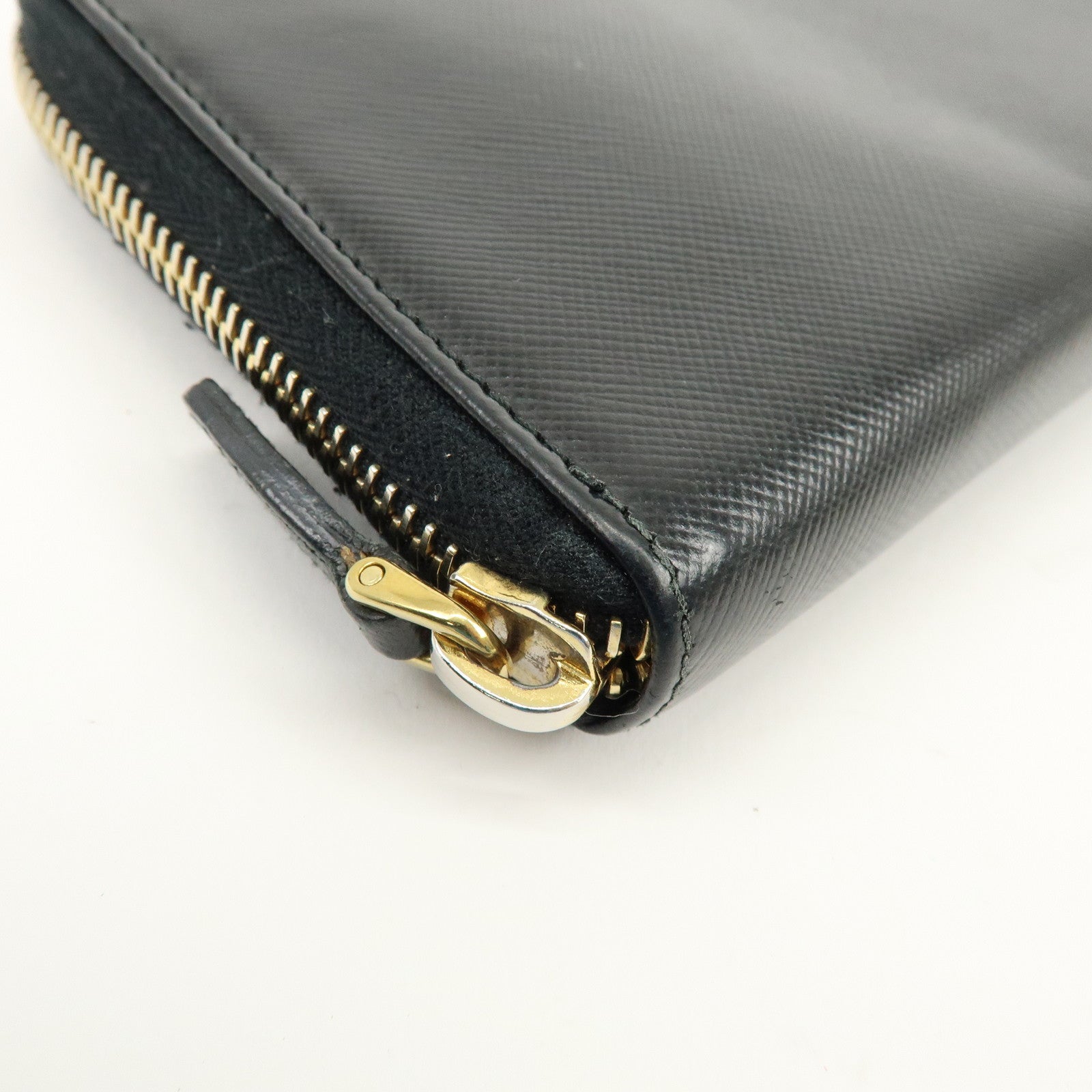PRADA Saffiano Leather Round Zippy Long Wallet Black 1M0506