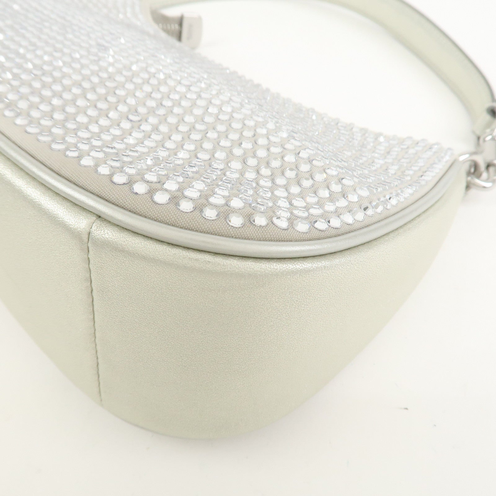 COACH Teri 2Way Leather Shoulder Bag Hand Bag Rhinestone Silver