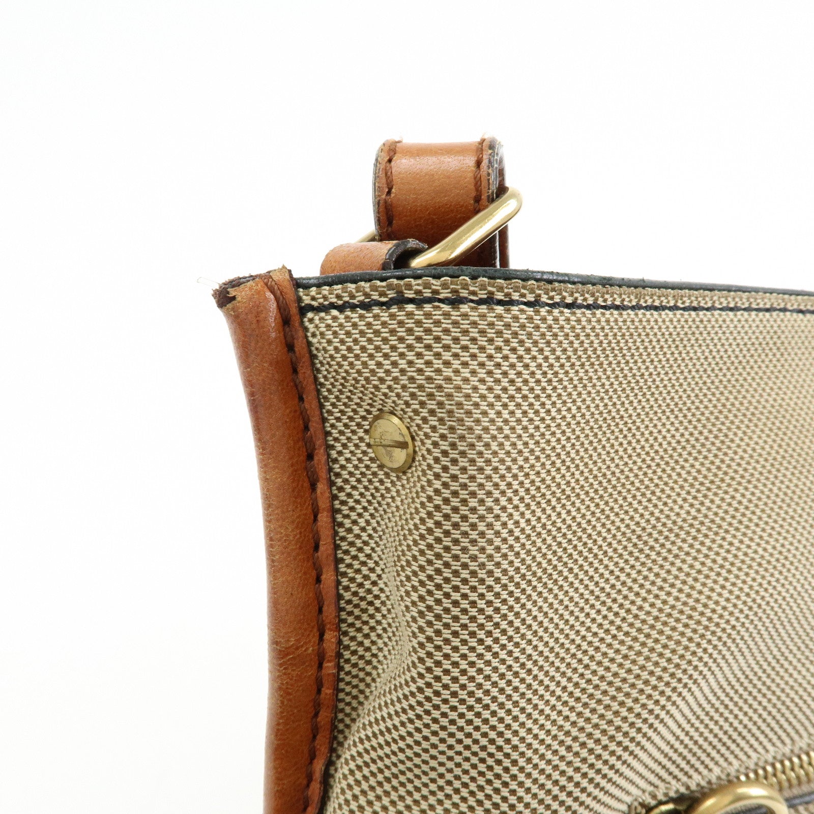 Chloe Harley Canvas Leather Shoulder Bag Crossbody Bag Beige Brown