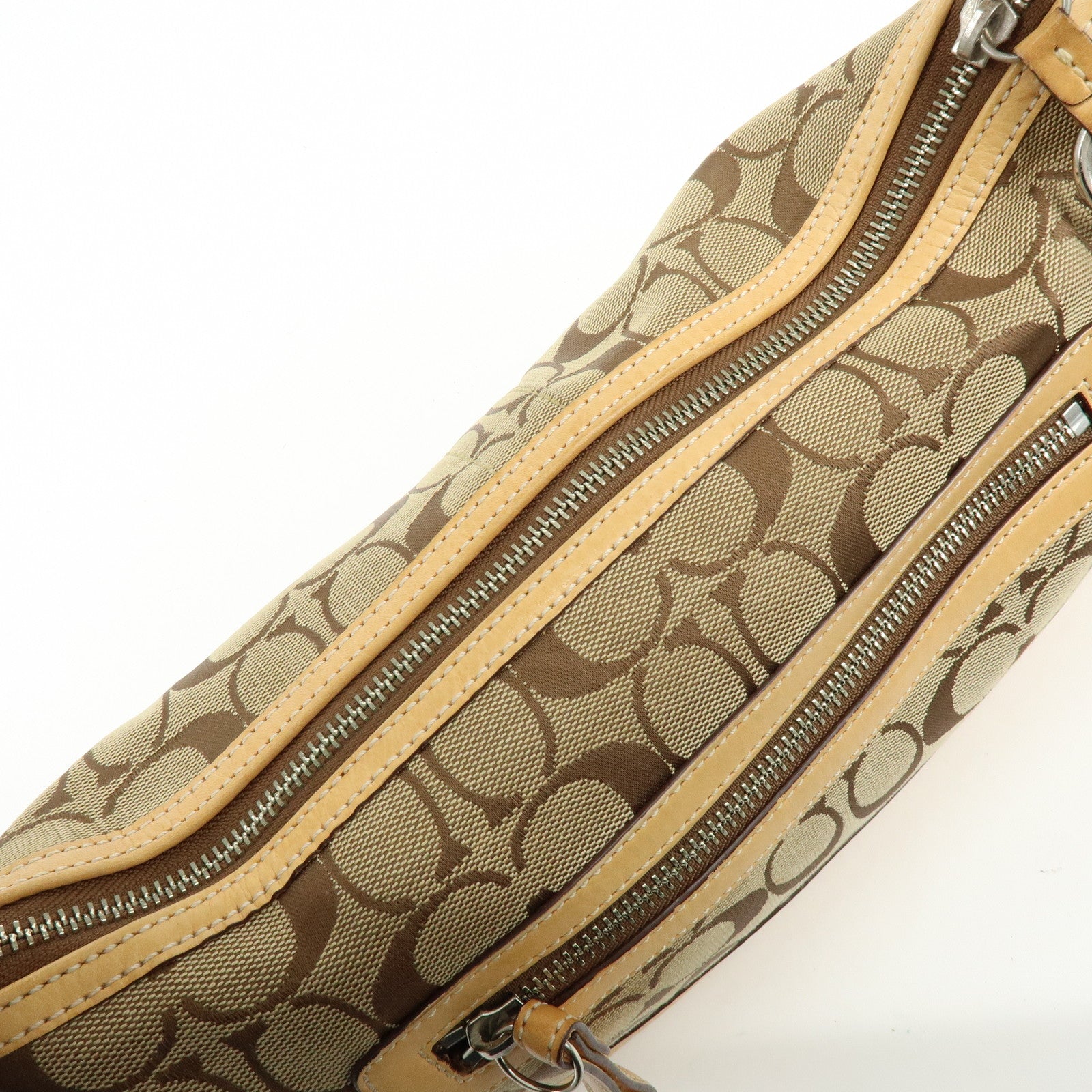 COACH Set of 2 Signature Canvas Leather Shoulder Bag Brown Black