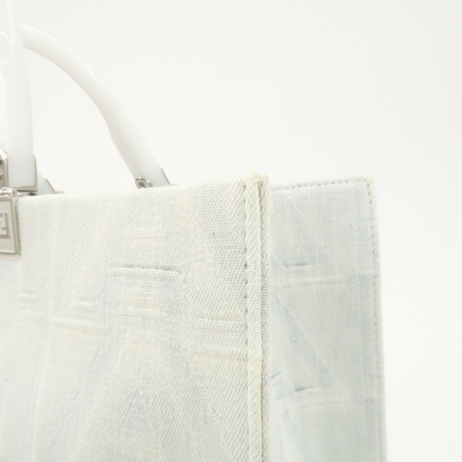 FENDI Leather Sunshine Medium 2Way Tote Bag Hand Bag White 8BH386 Used