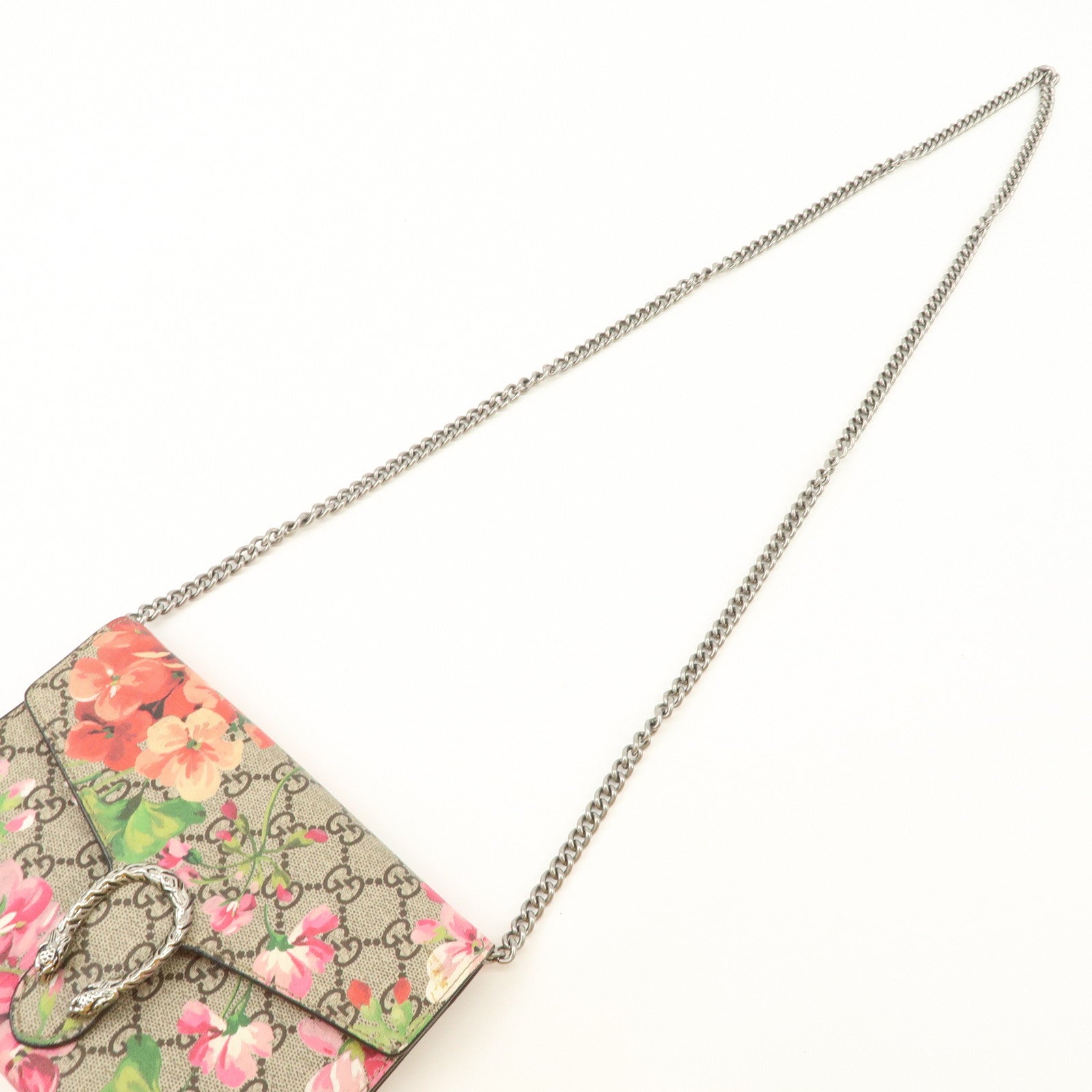 GUCCI Dionysus GG Supreme Chain Shoulder Bag Flower Beige 401231