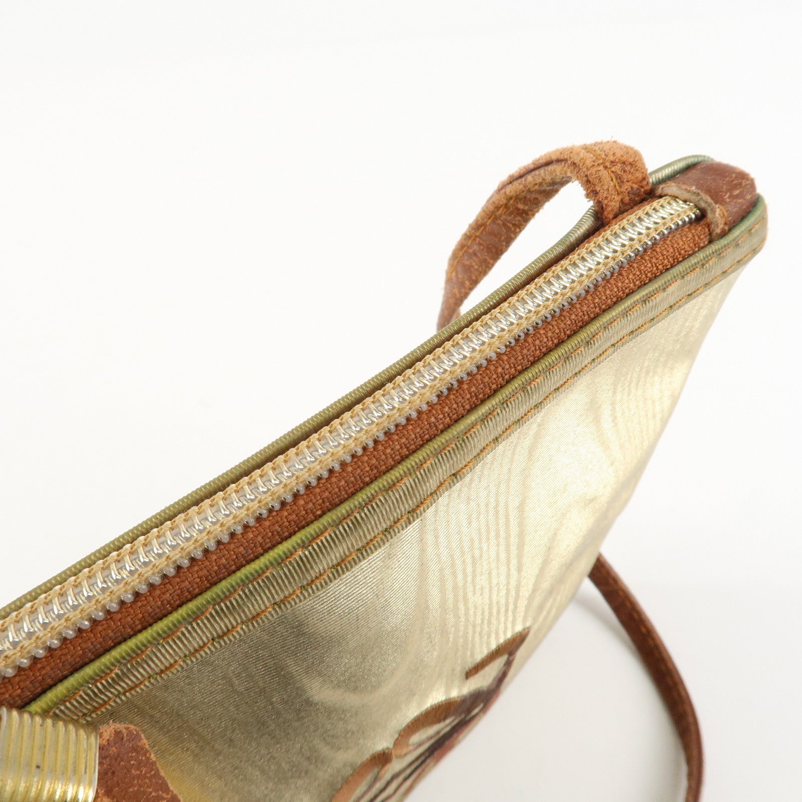 LOEWE Anagram Leather Canvas Shoulder Bag Crossbody Bag Beige Brown Used