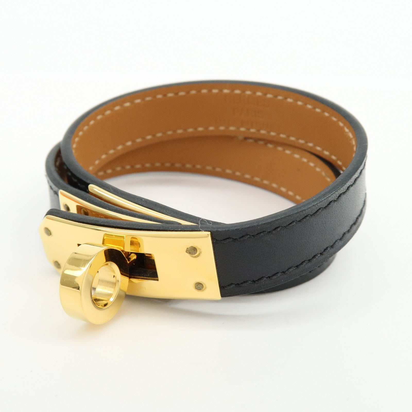 HERMES Vaux Swift Mini Kelly Double Tour Bracelet D Stamped Black