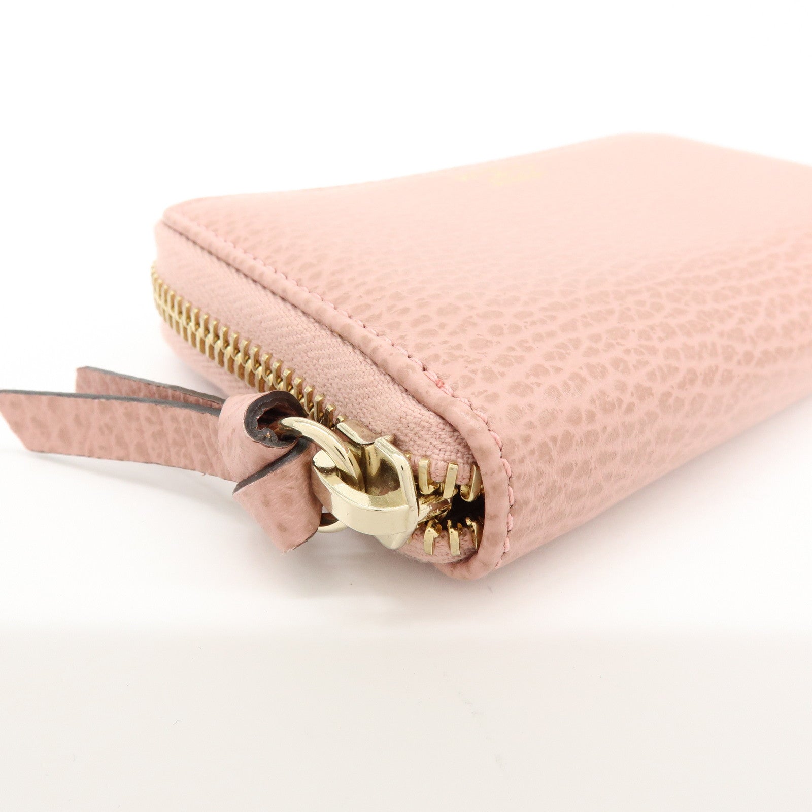 GUCCI Swing Leather Coin Case Compact Wallet Pink 368877
