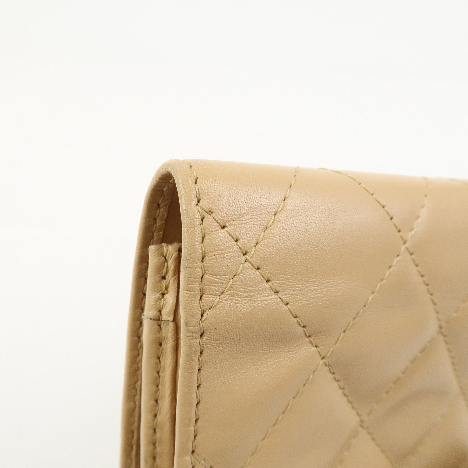 CHANEL Cambon Line Soft Calf Patent Leather Bi-fold Wallet A26722