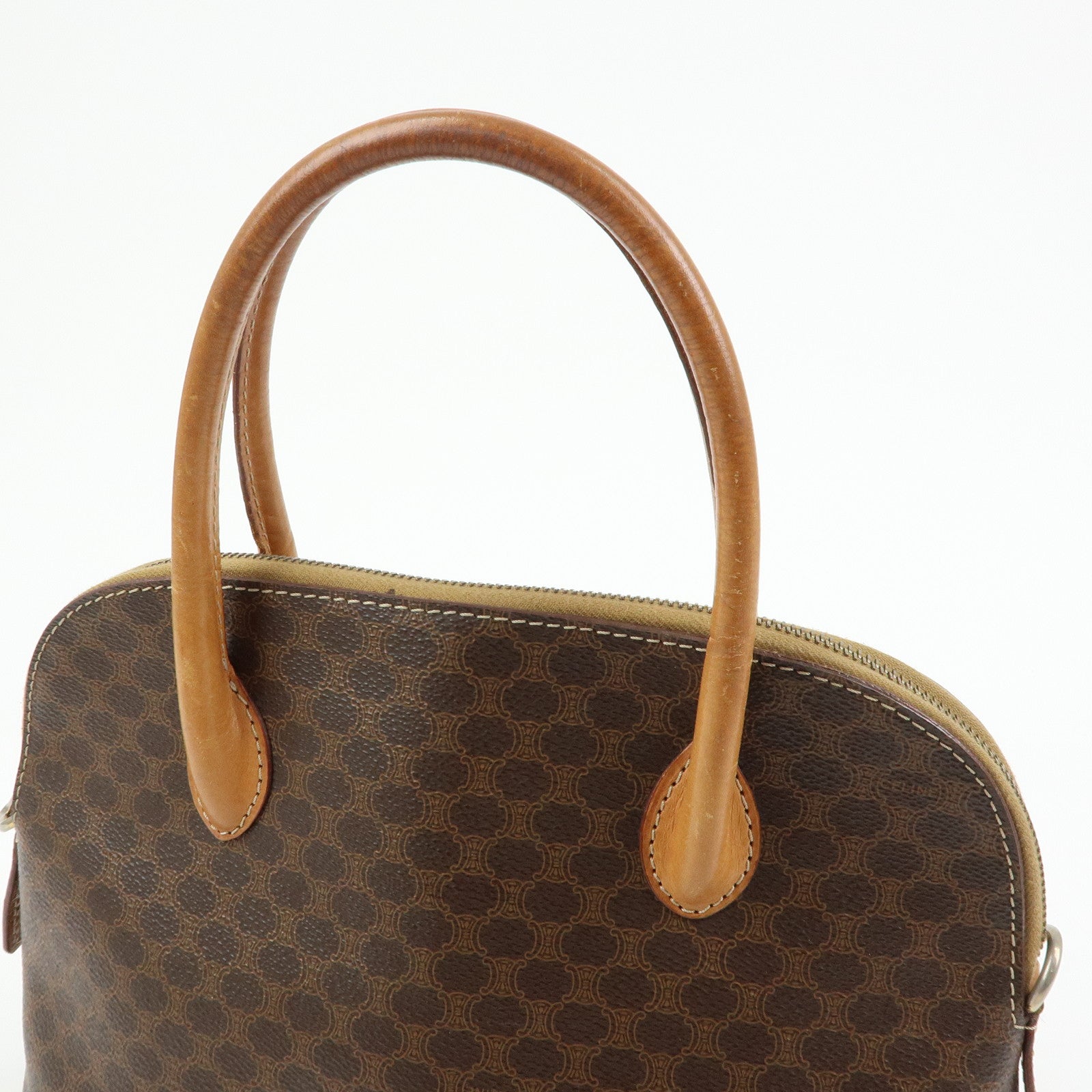 CELINE Macadam PVC Leather 2Way Bag Hand Bag Dome Bag Brown