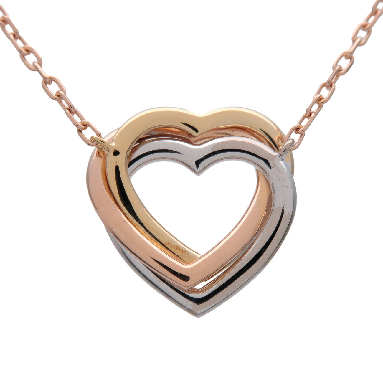 Cartier Trinity Diamond Heart Necklace K18 Yellow Rose White Gold