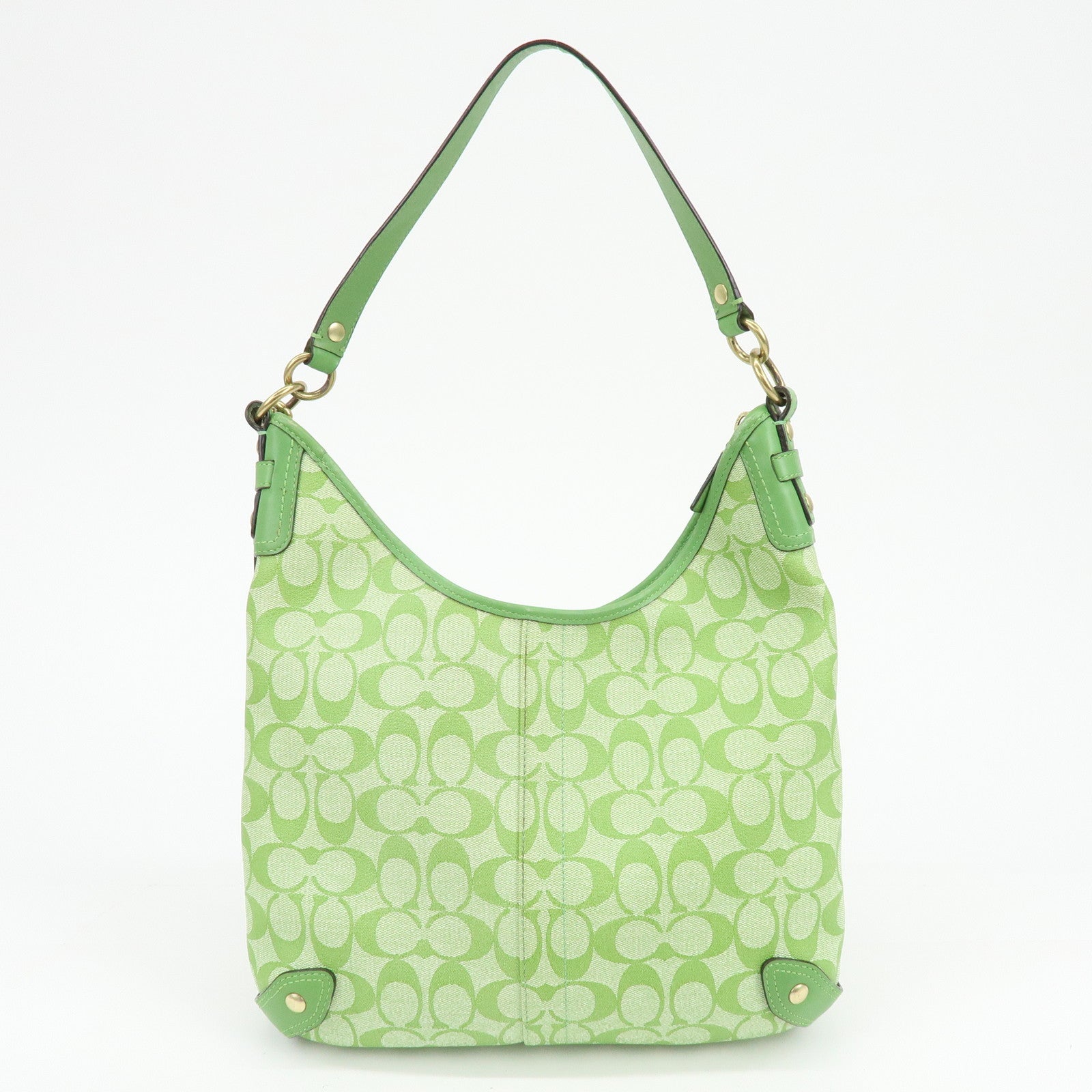 COACH Signature PVC Leather 2Way Bag Shoulder Bag Hand Bag Green
