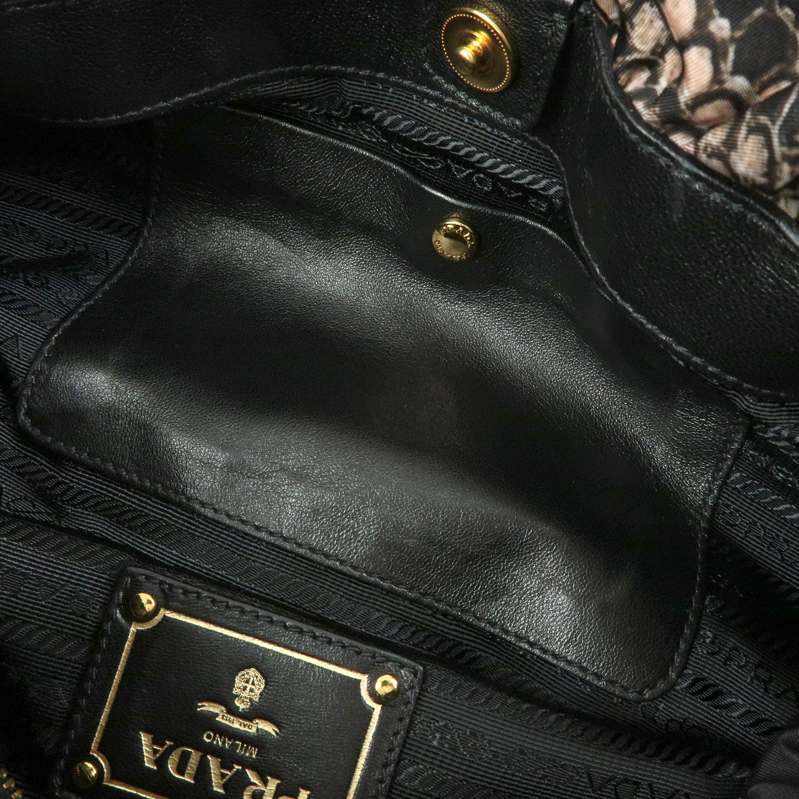 Prada Nylon Leather Ribbon Python Print Tote Bag Black Pink BR4206