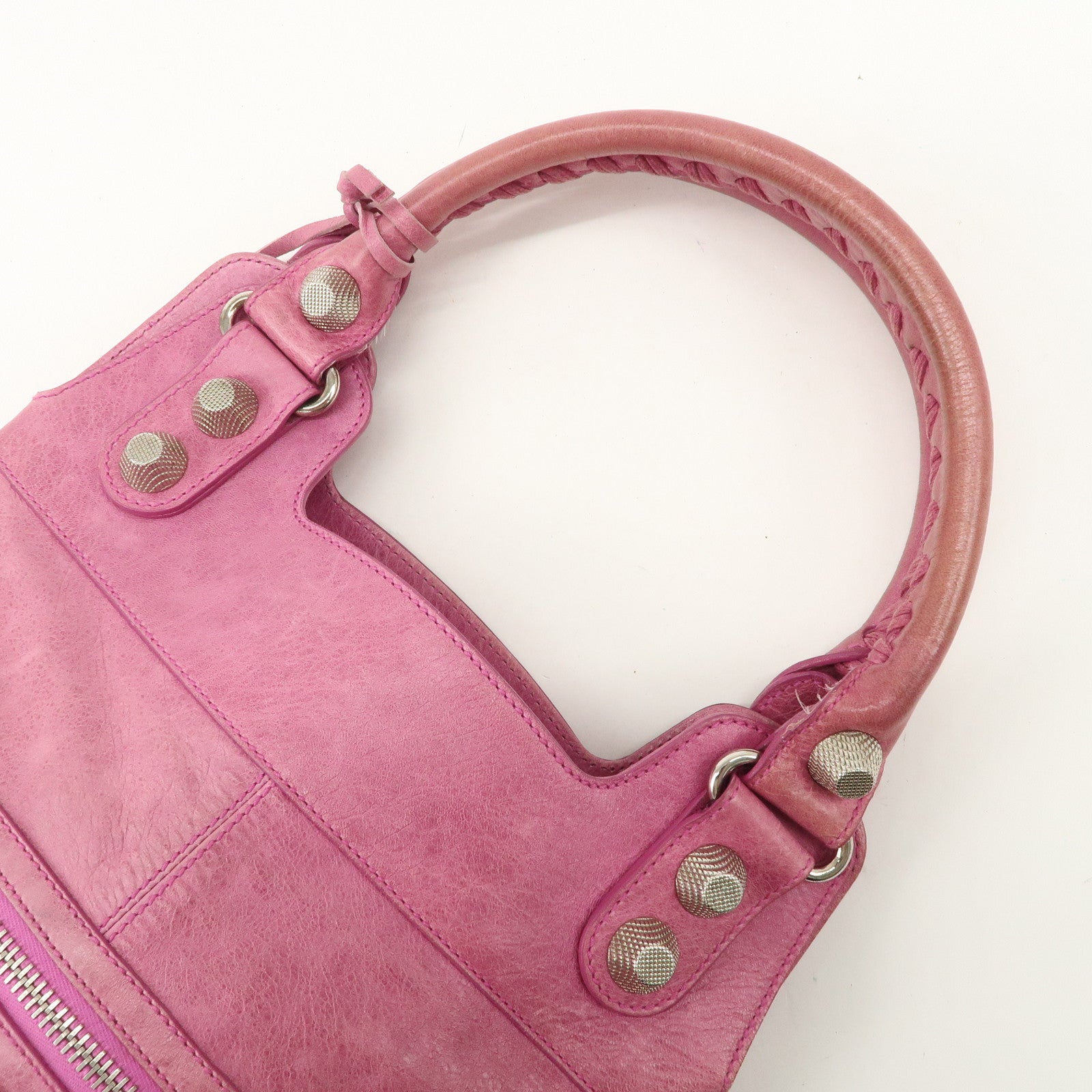 BALENCIAGA The Giant Slim Leather Shoulder Bag Hand Bag Pink 192911 Used