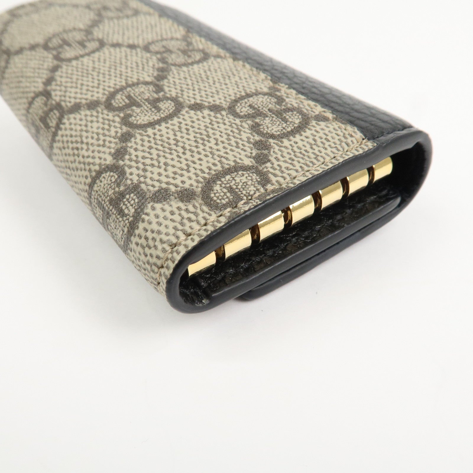 GUCCI GG Marmont Leather GG Supreme 6 Key Case Black 456118