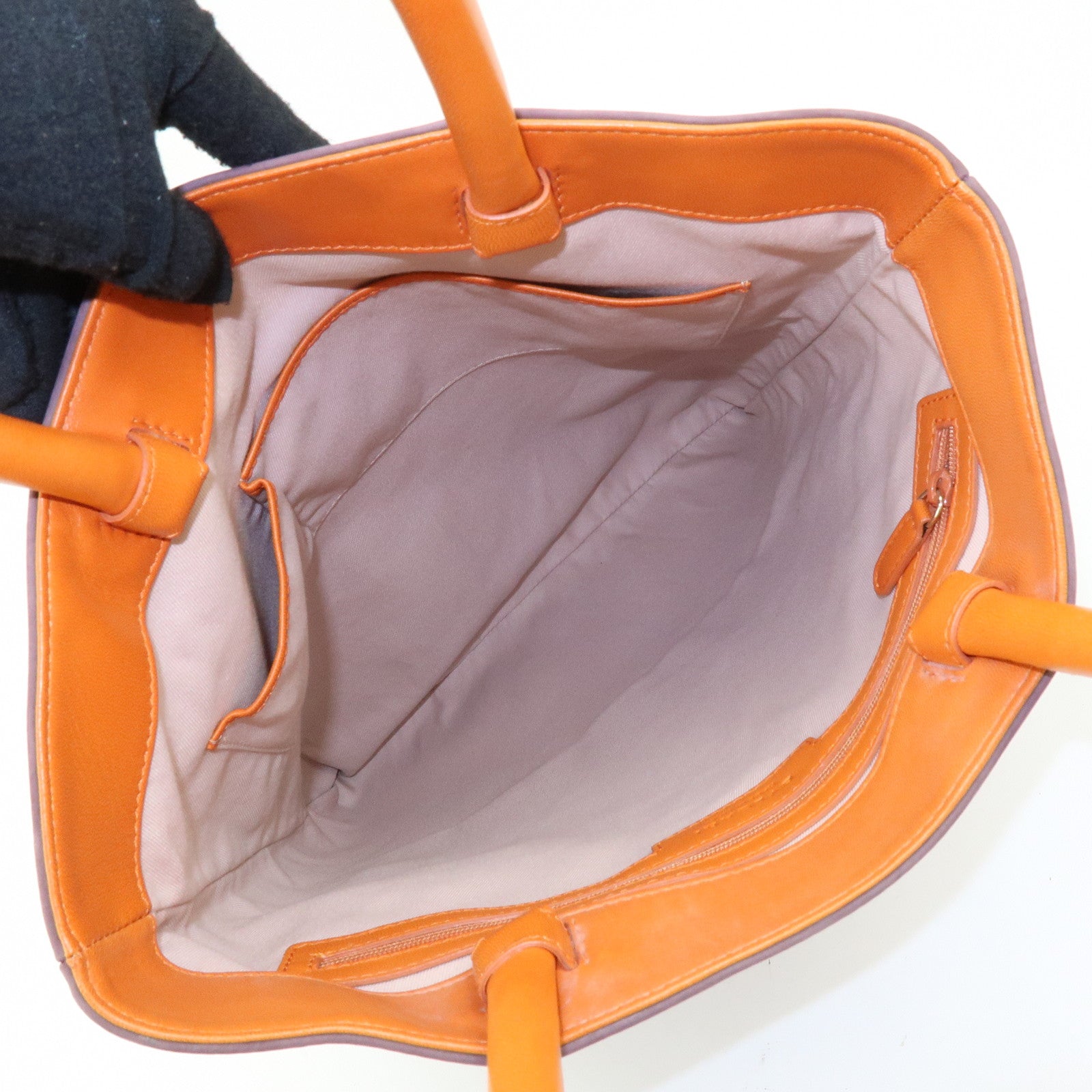 BVLGARI Collezione Suede Leather Tote Shoulder Bag Purple Orange