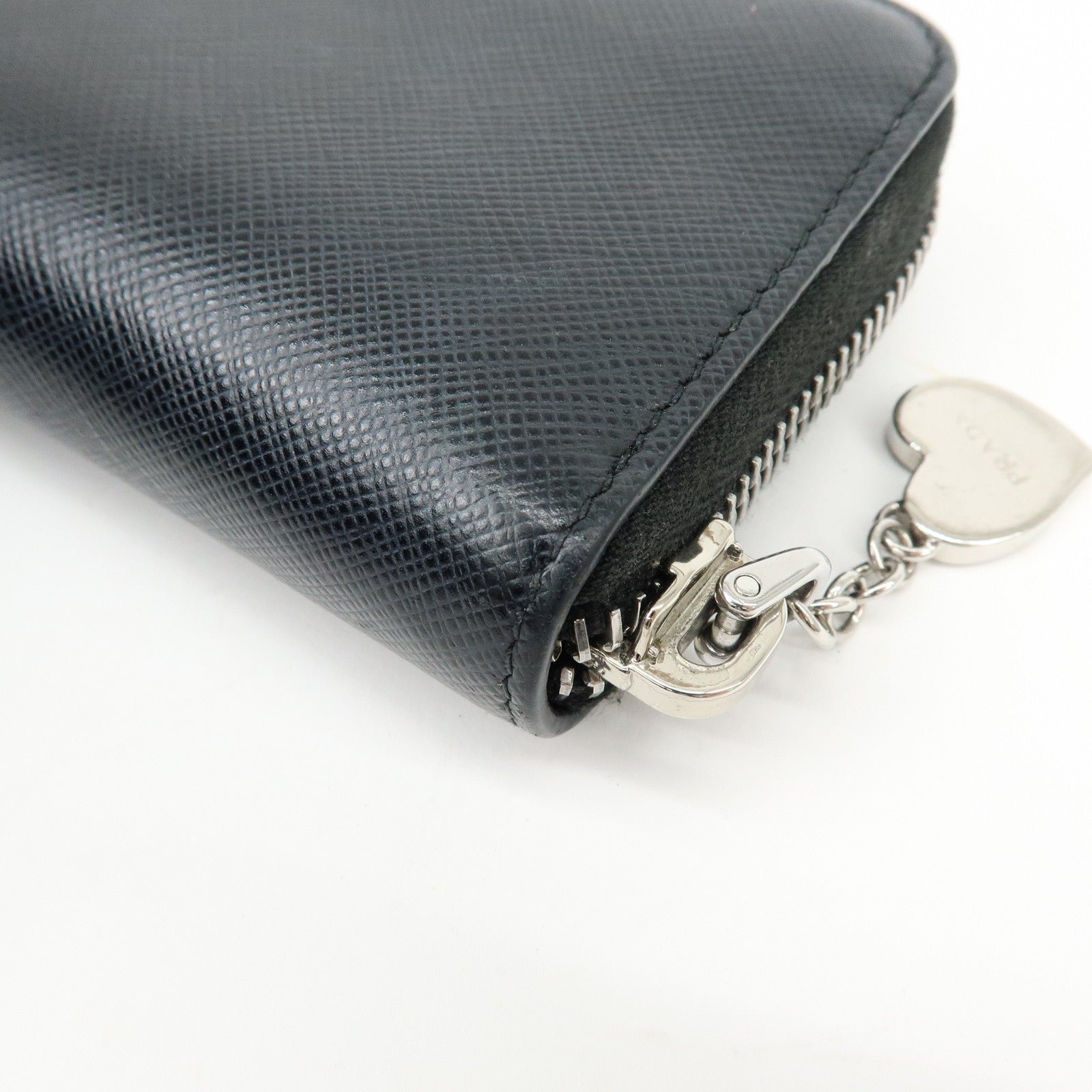 PRADA Saffiano Leather Compact Wallet Coin Case Card Case Black
