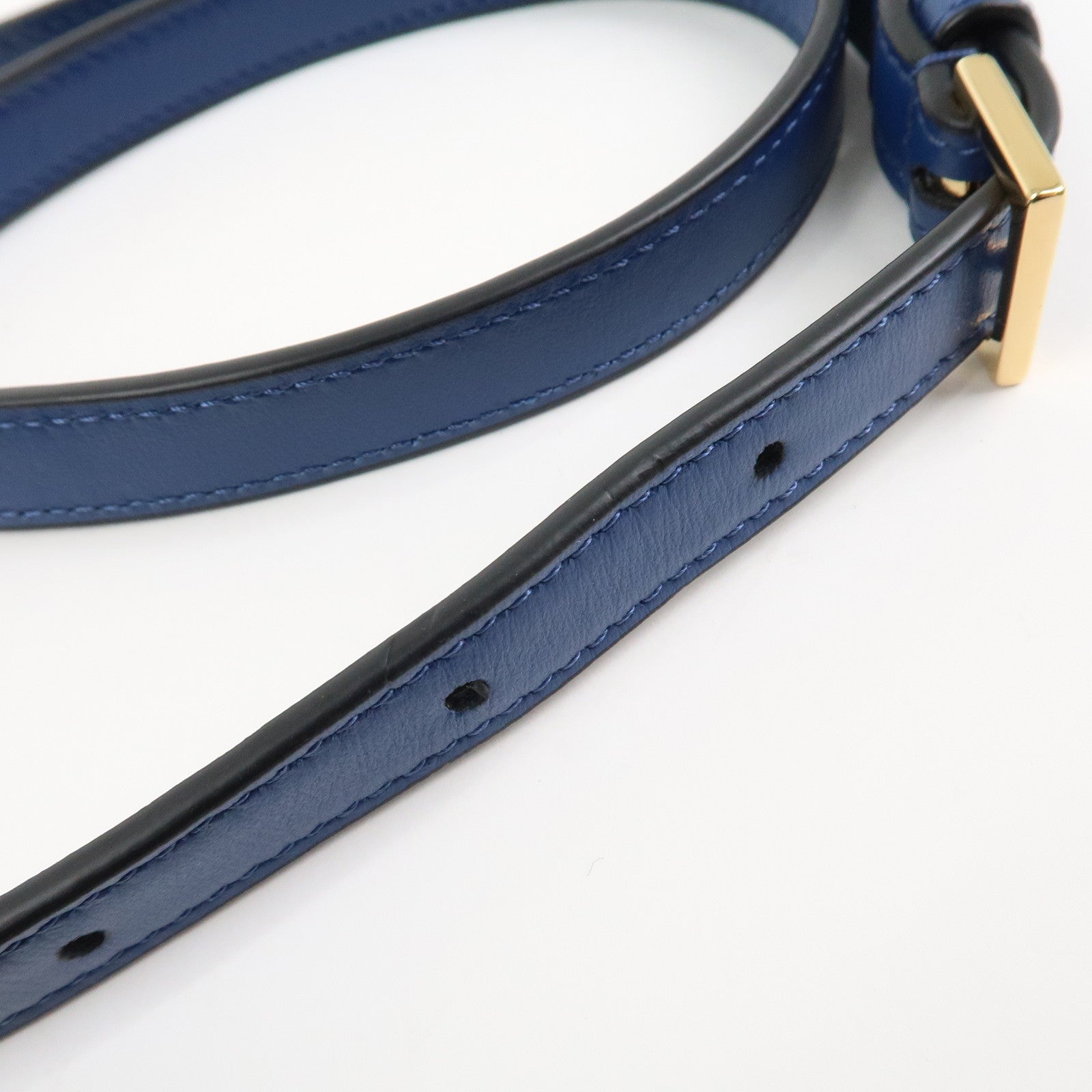 GIANNI VERSACE Denim Leather Chain Shoulder Bag Blue