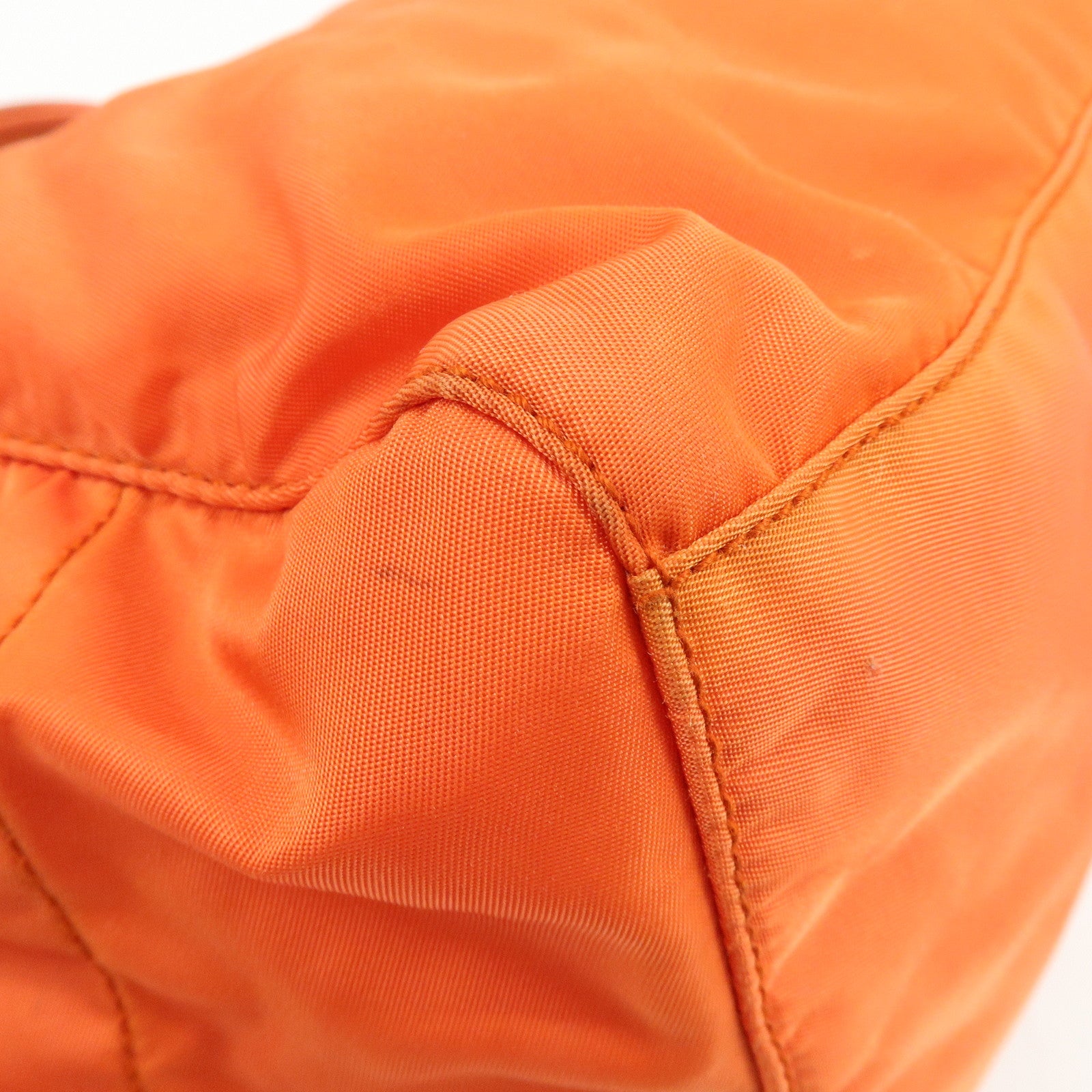 PRADA Triangle Logo Nylon Boston Bag Hand Bag Orange