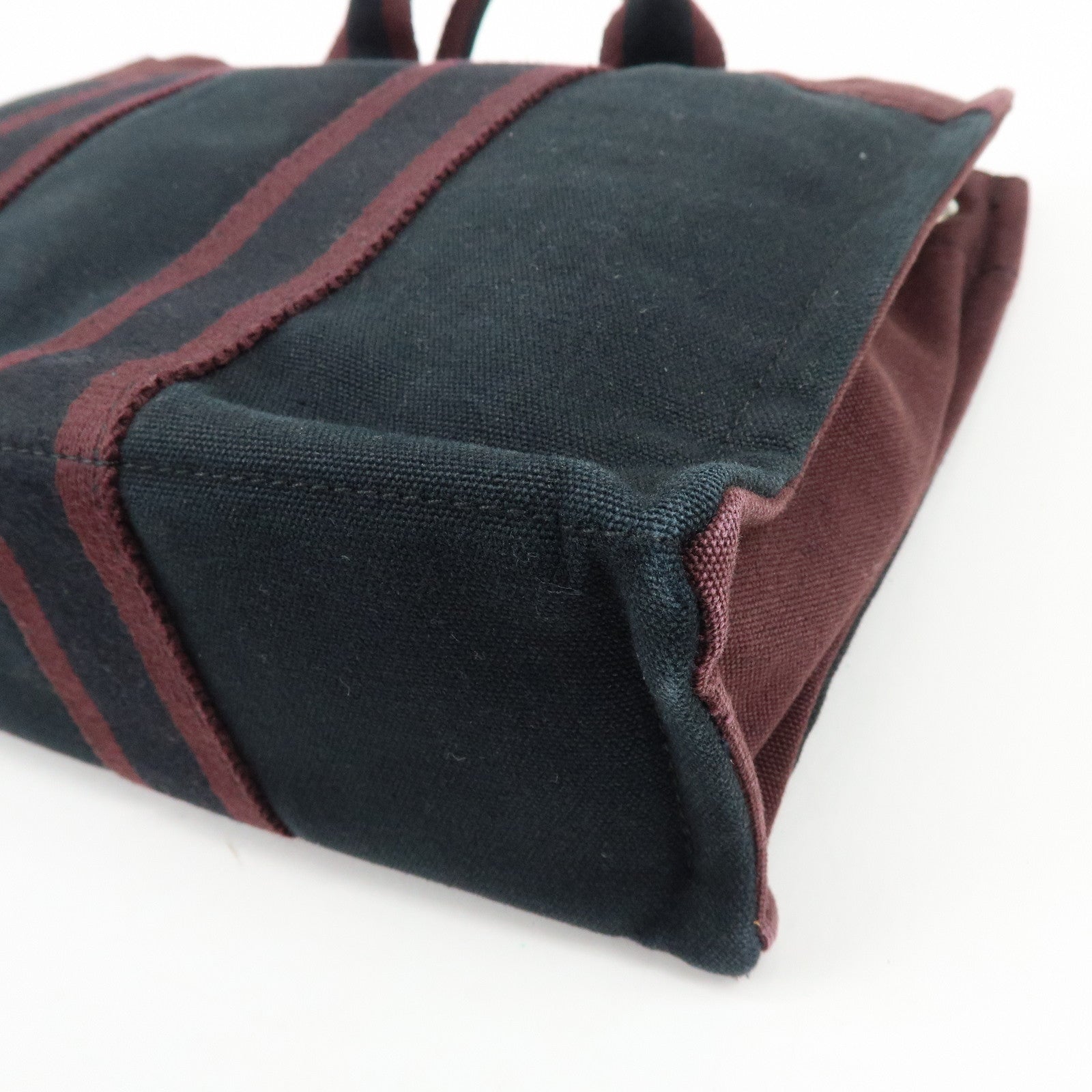 HERMES Fourre Tout PM Canvas Hand Bag Tote Bag Black Bordeaux