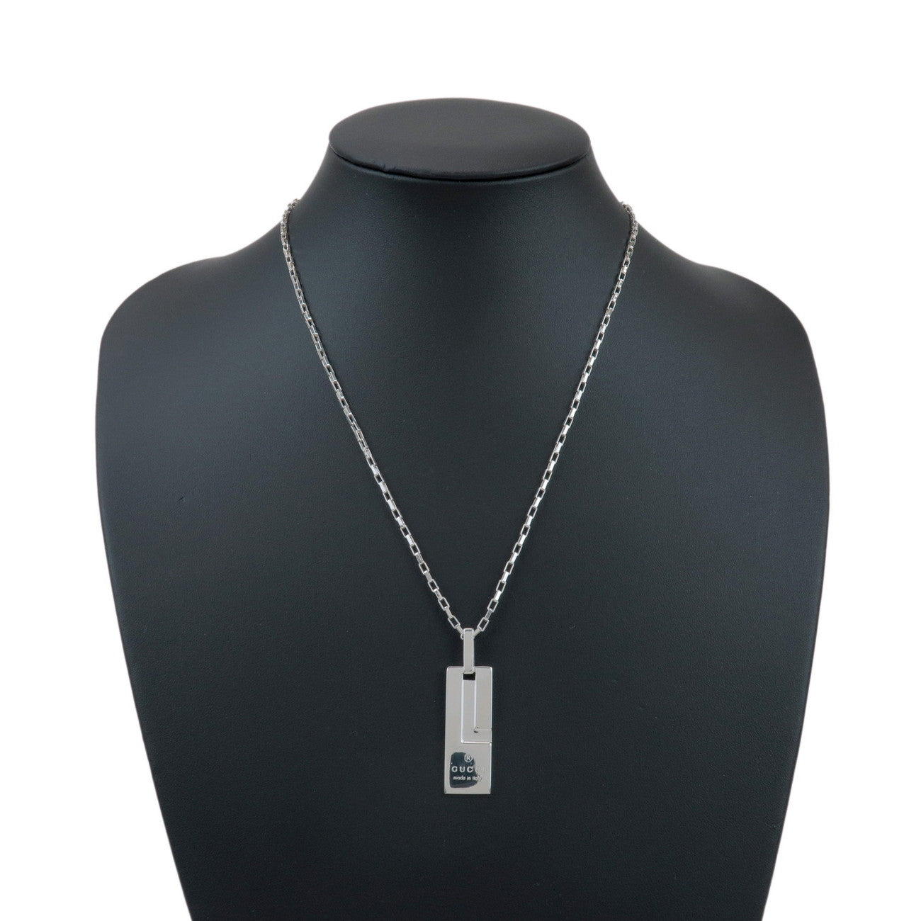 GUCCI Logo Plate Chain Necklace SV925 Silver