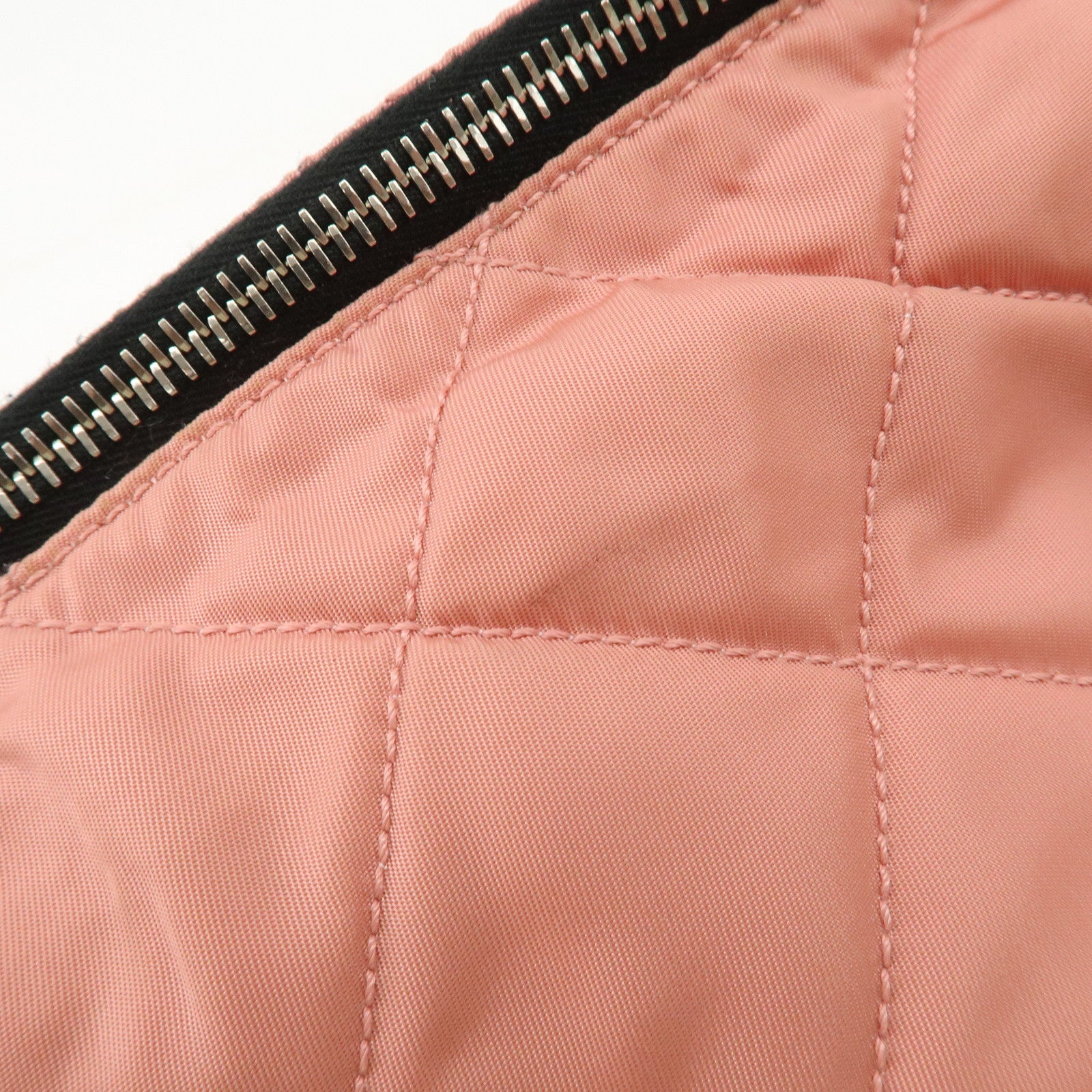 PRADA Triangle Logo Leather Nylon Shoulder Bag Tote Bag Pink BR2236 Used
