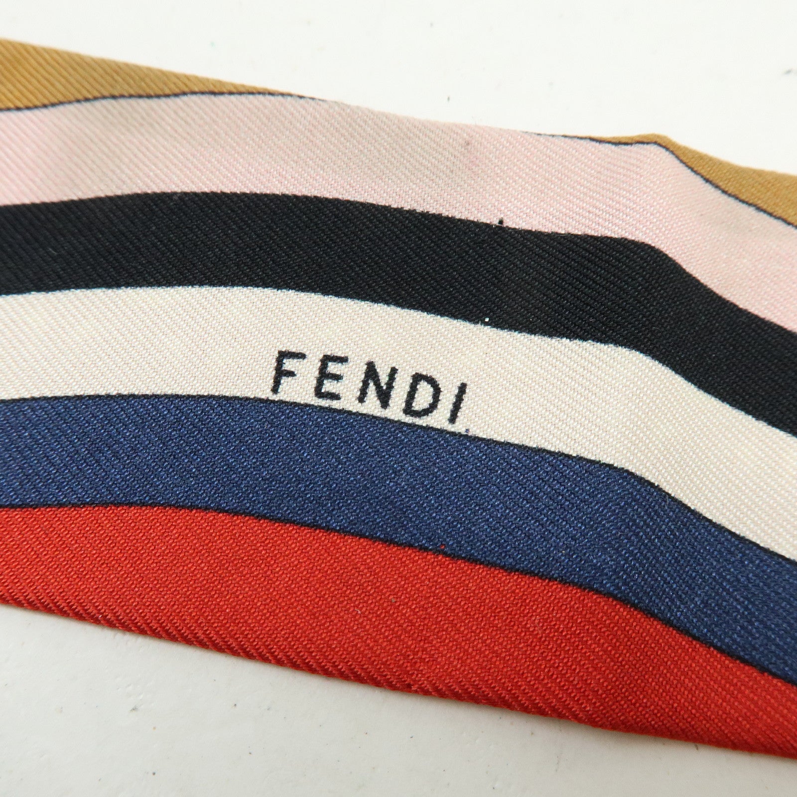 FENDI Wrappy Silk 100% Scarf Red Multicolor