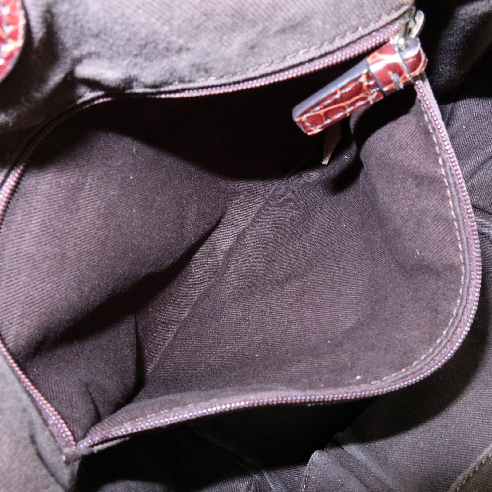 CELINE Macadam Bittersweet Canvas Leather Shoulder Bag Brown