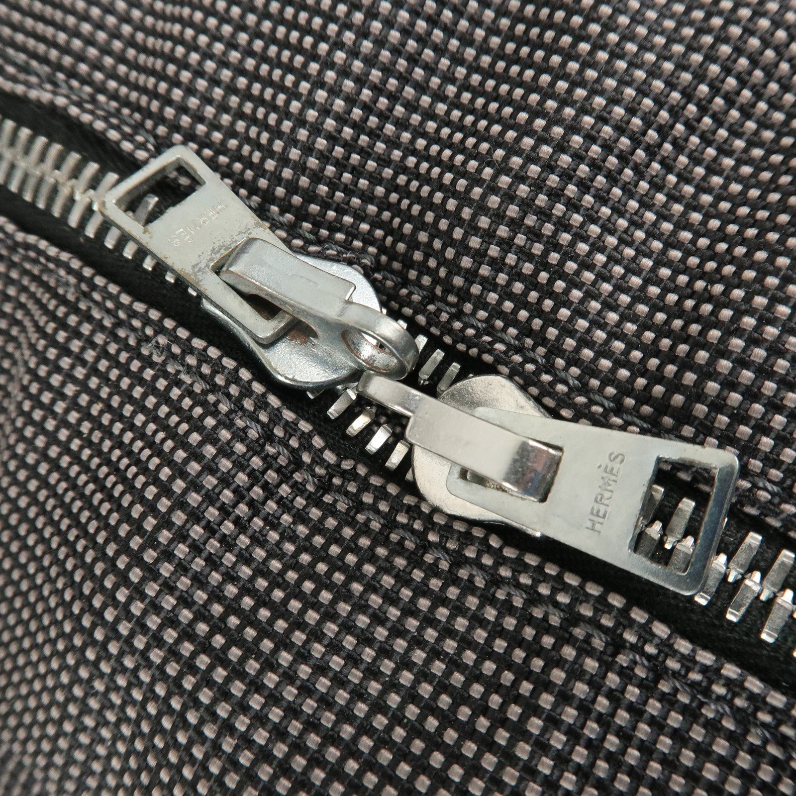 HERMES Her Line A Dos MM Canvas Back Pack Tote Bag Black