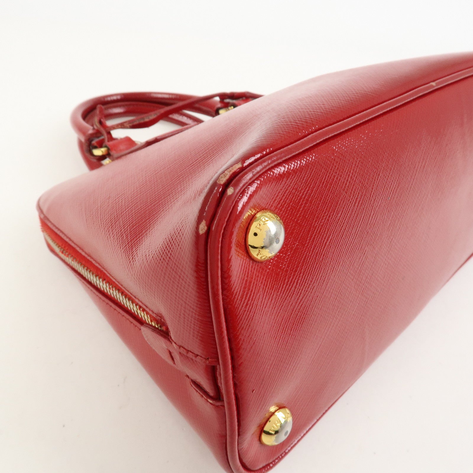 PRADA Promenade Small Leather 2Way Hand Shoulder Bag Red BL0838