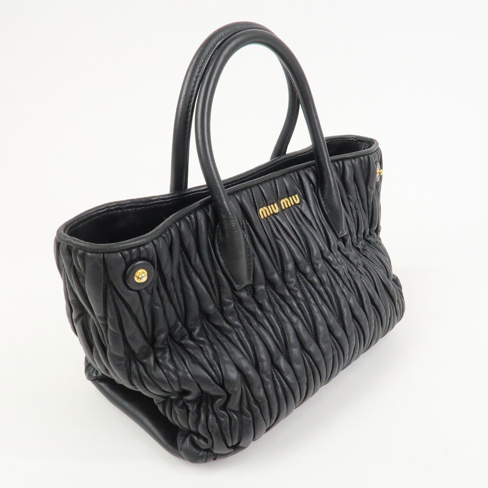 MIU MIU Matelasse Leather 2Way Bag Hand Bag Black RN1069