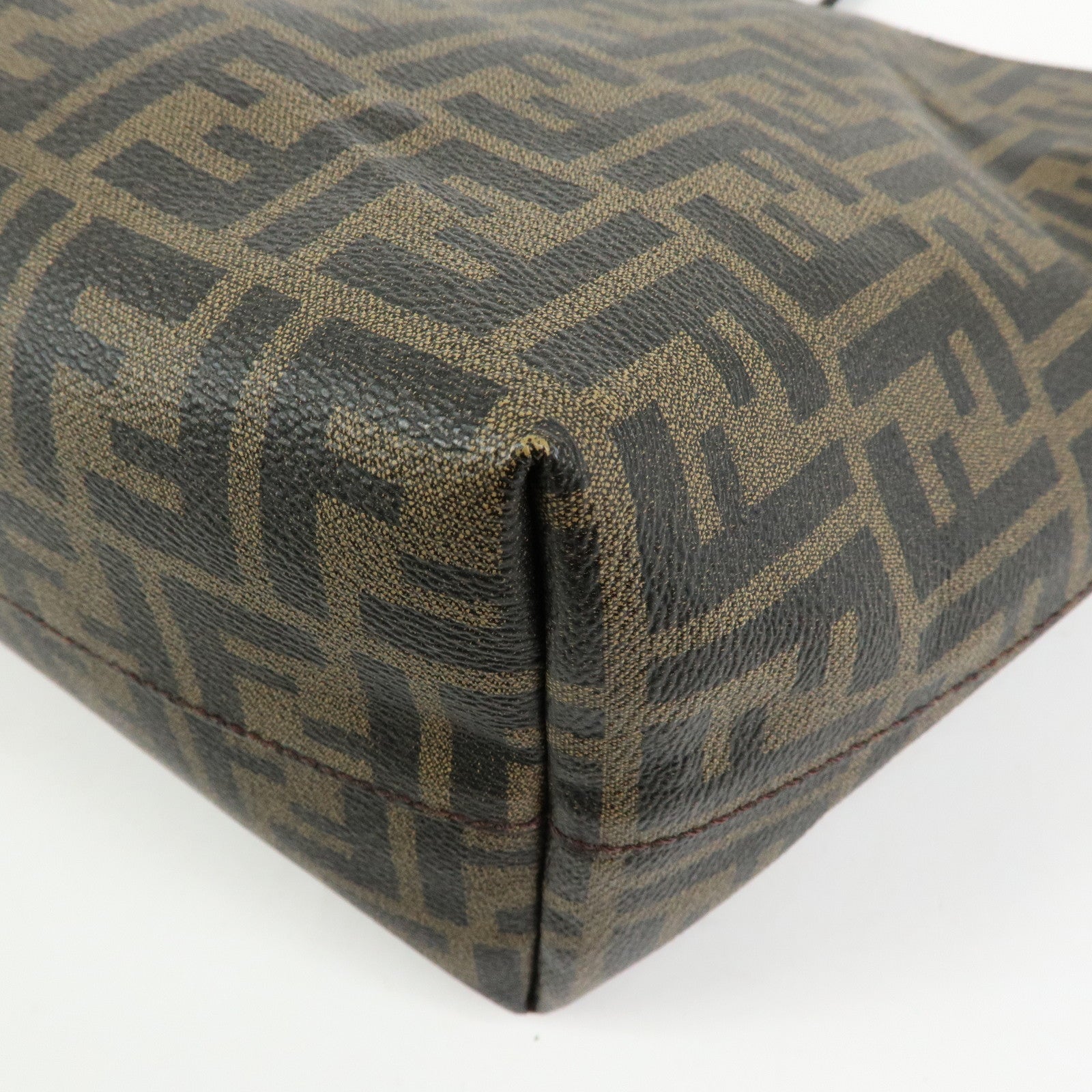 FENDI Zucca Canvas PVC Leather Tote Bag Shoulder Bag Brown 8BH185