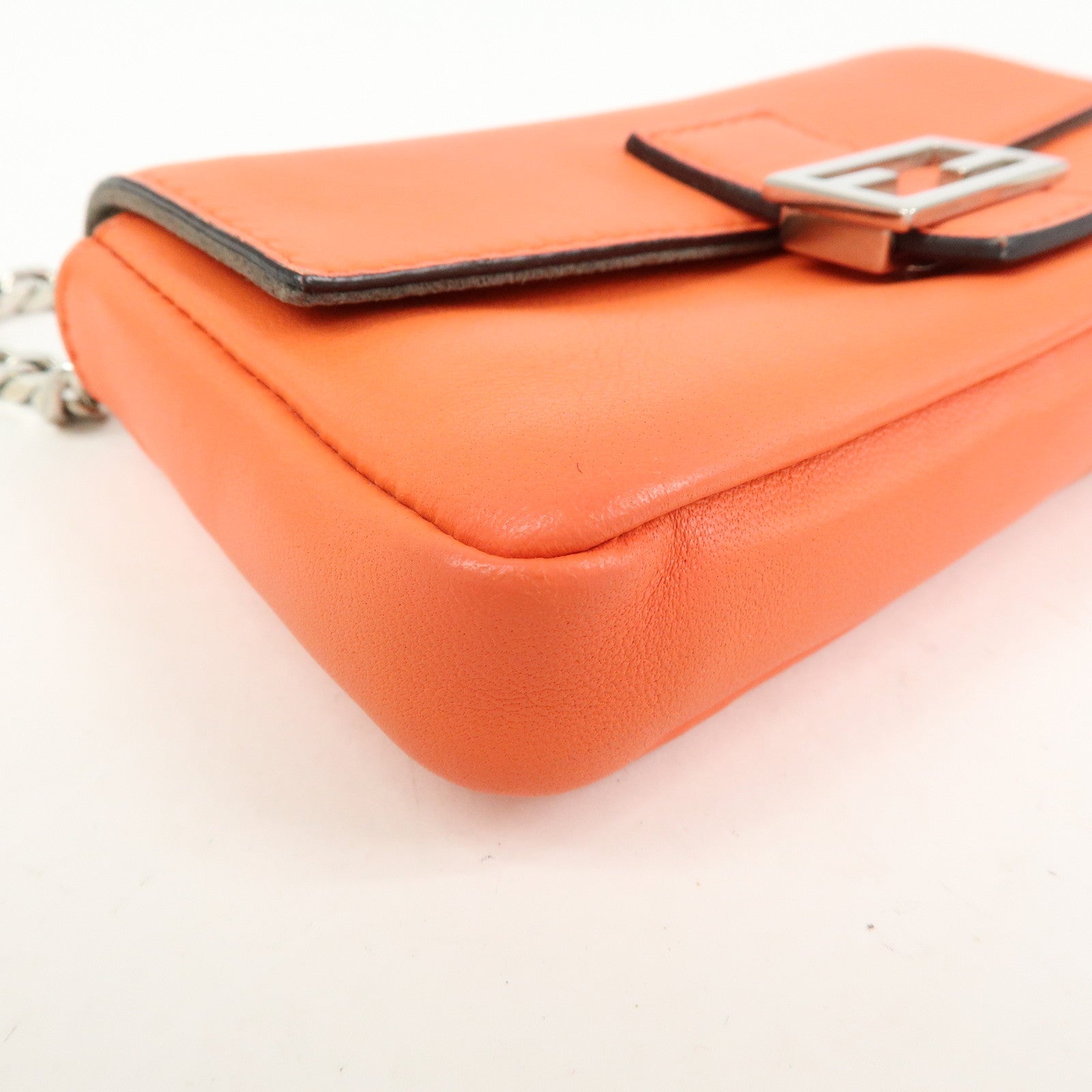 FENDI Micro Baguette 2Way Shoulder Bag Crossbody Bag Orange 8M0354